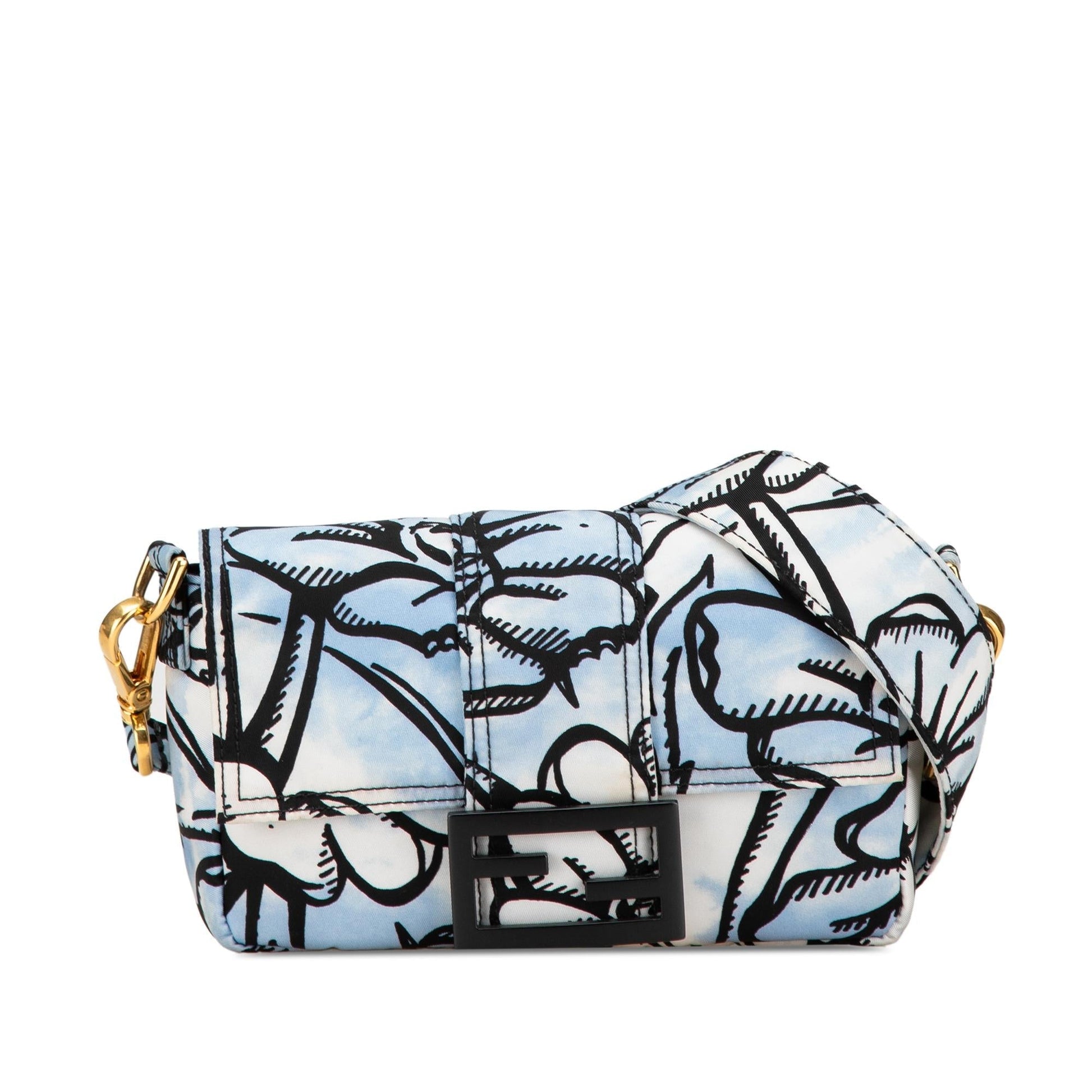 Fendi Joshua Vides Convertible Baguette Crossbody Nylon Mini Shoulder Bag