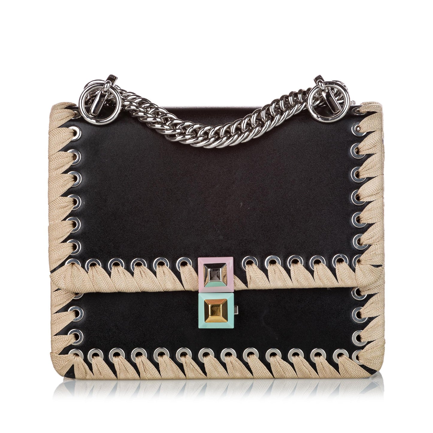 Fendi Kan Lace Up Crossbody Bag Shg Leather