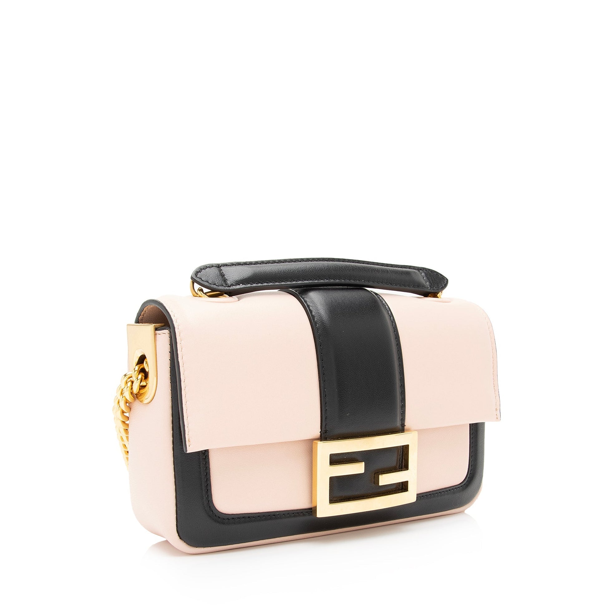 Fendi Bi Color Baguette Bag Shf Lambskin Mini Chain Shoulder Bag