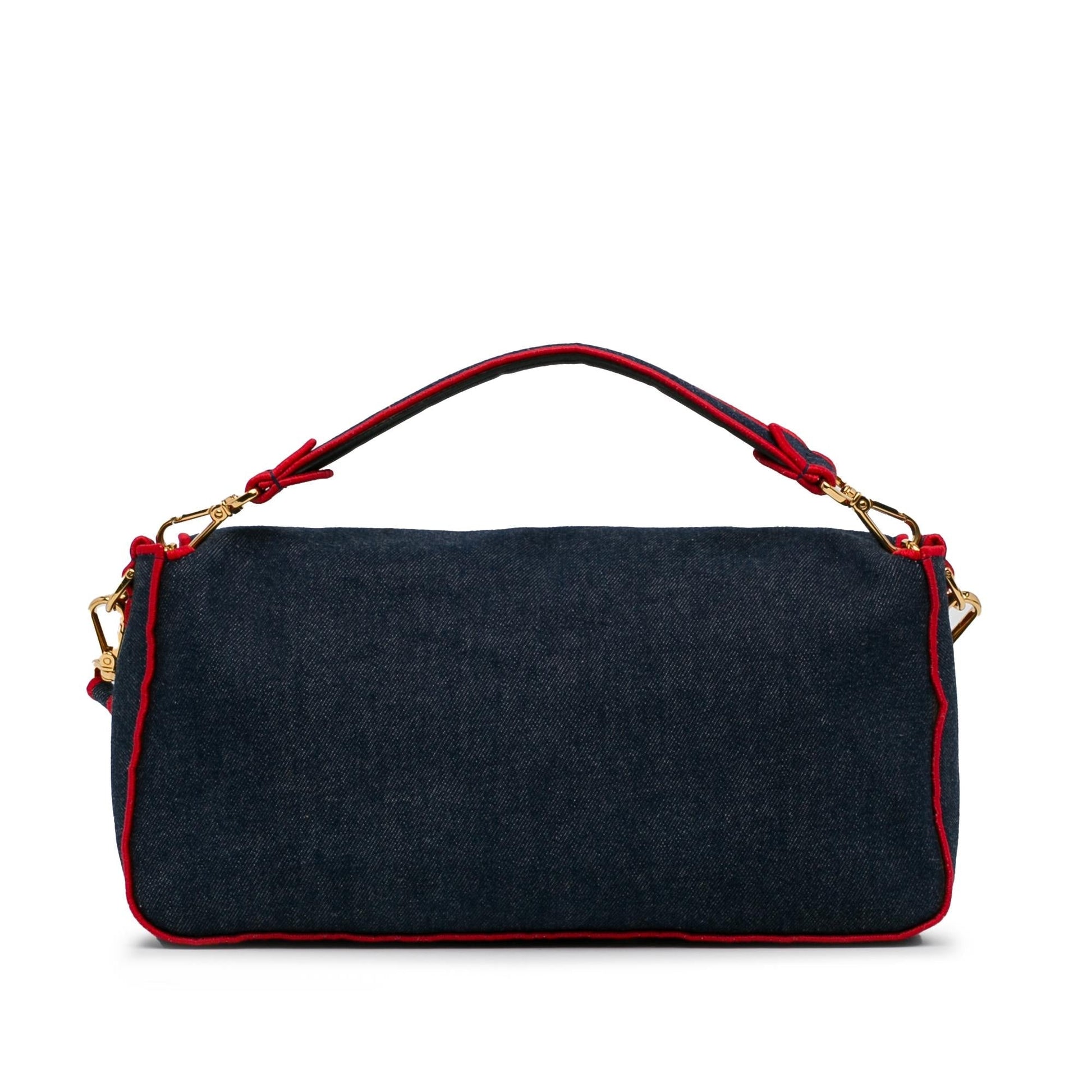 Fendi Baguette Satchel Shg 0Ishmw Denim Large Satchel Bag