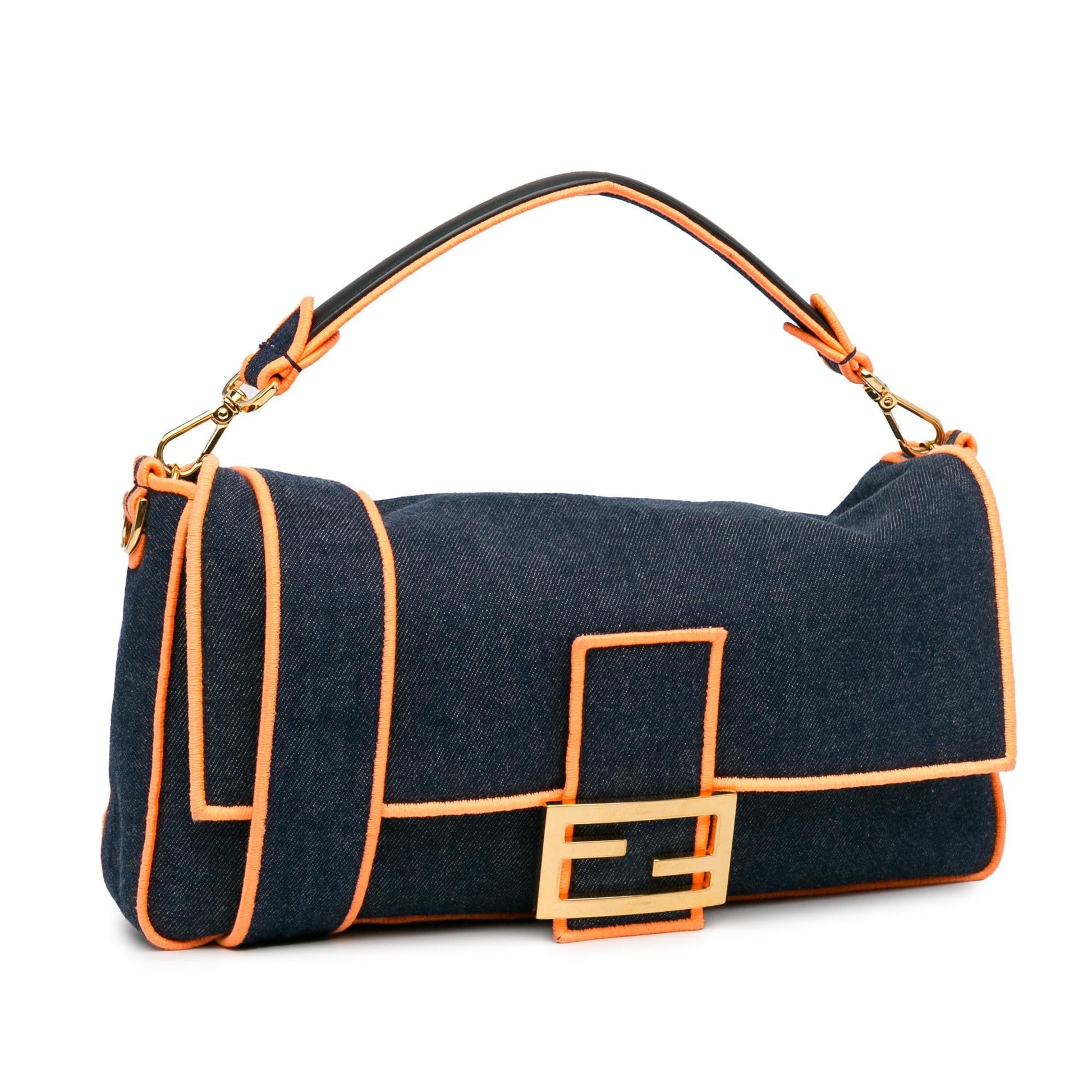 Fendi Baguette Satchel Denim Large Satchel Bag Satchel Shg Q75G1C