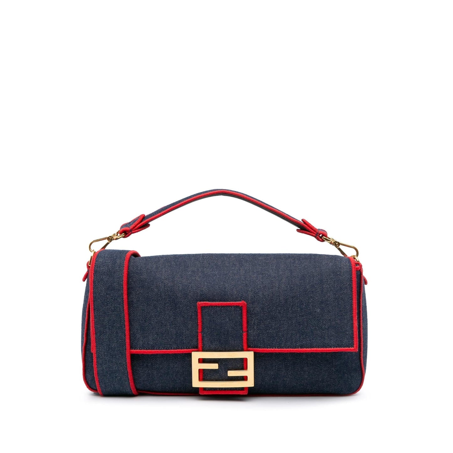 Fendi Baguette Satchel Denim Large Satchel Bag Denim Baguette Satchel