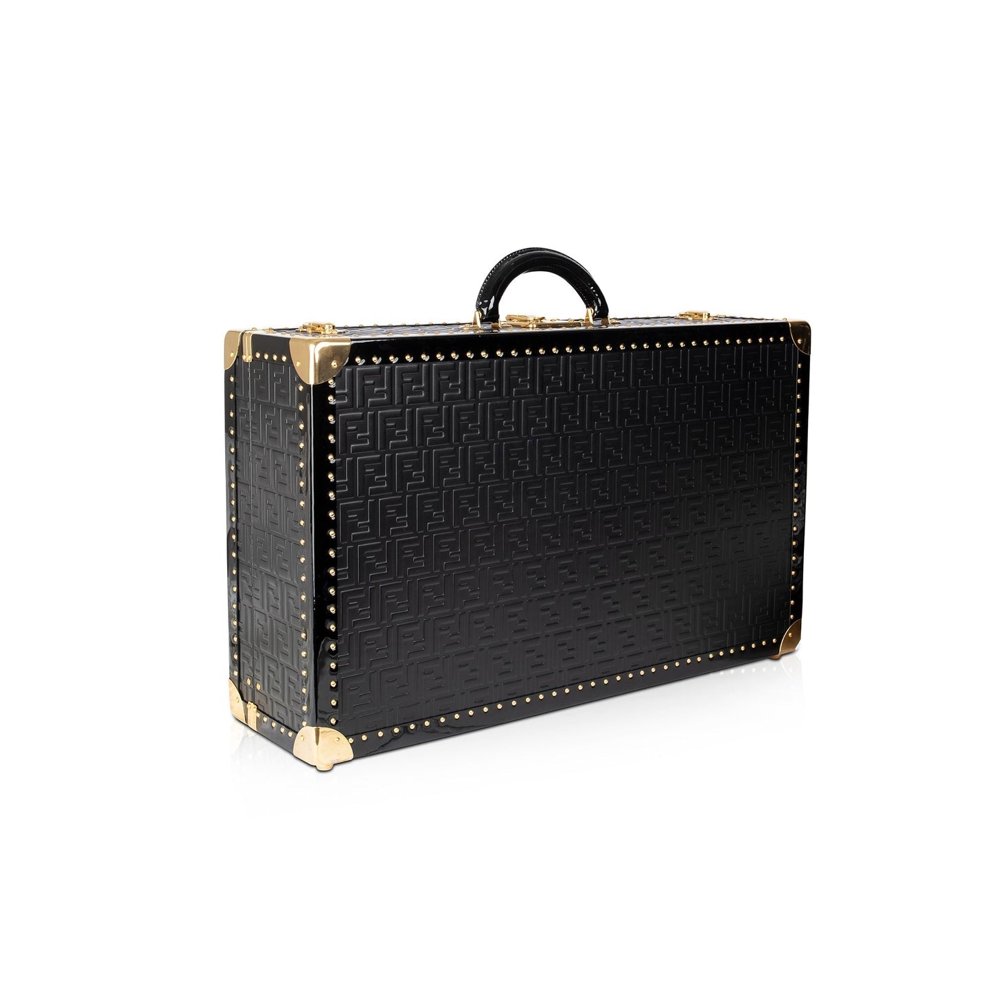 Fendi Ff Embossed Rigid Suitcase Travel Bag Leather Large