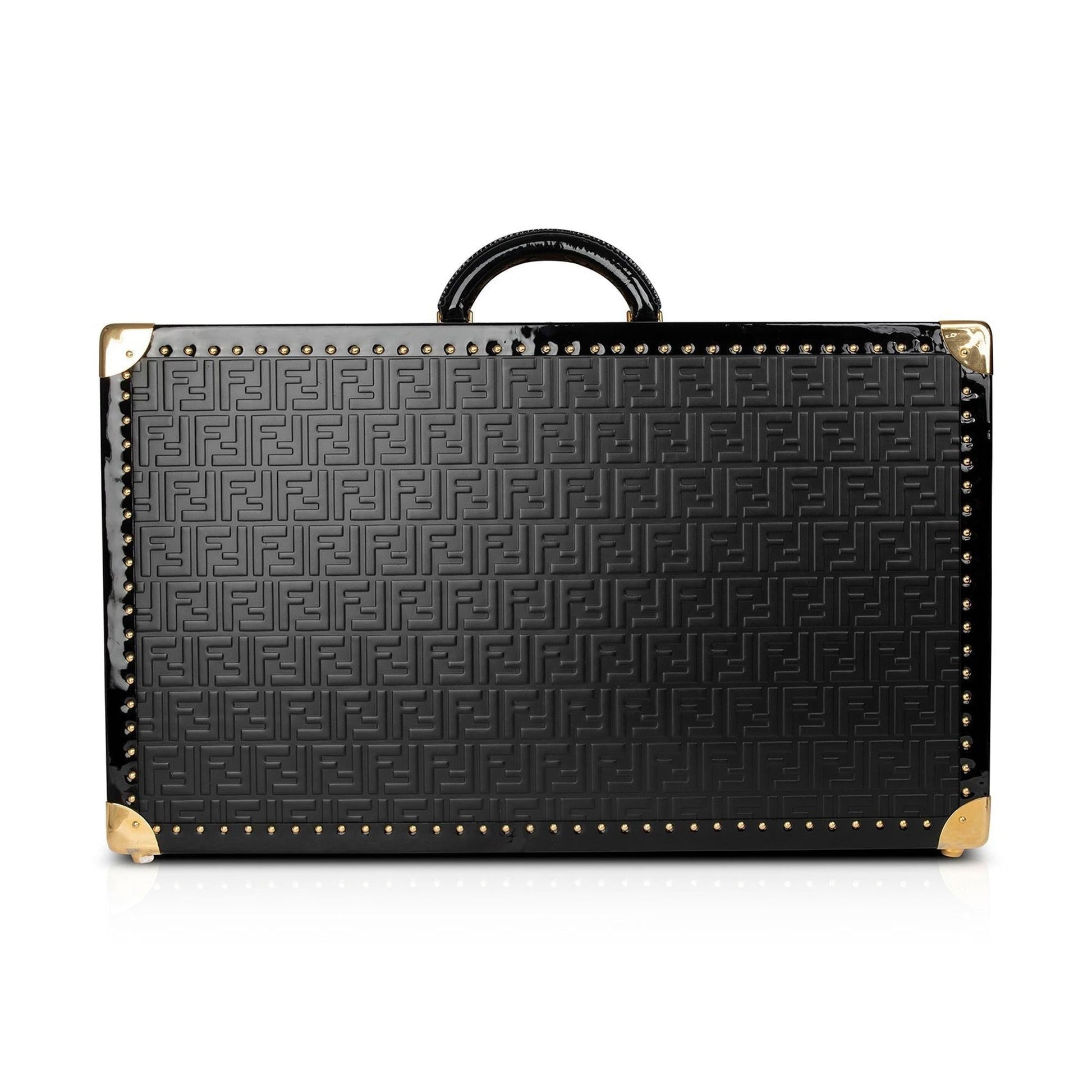 Fendi Ff Embossed Rigid Suitcase Travel Bag Leather Large
