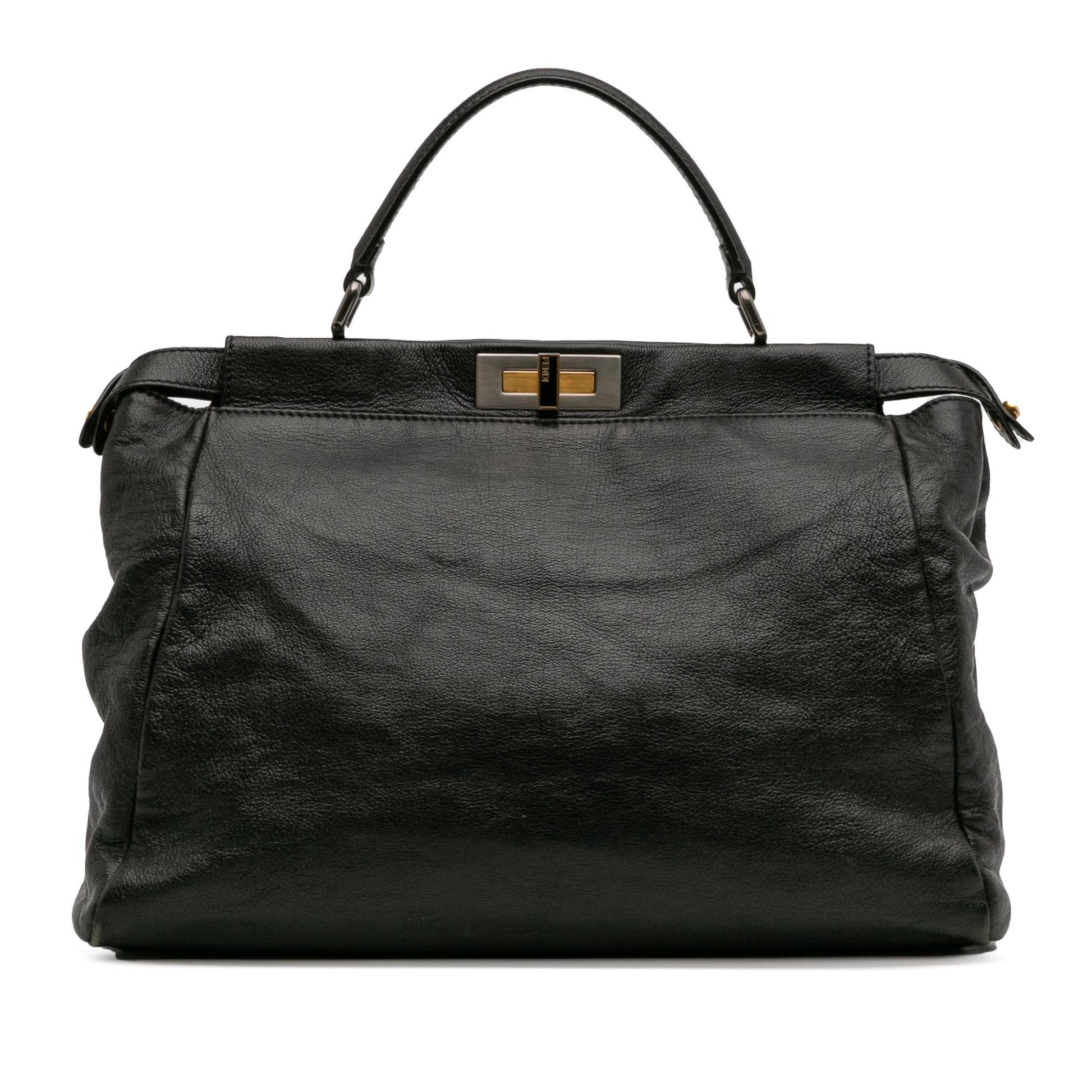 Fendi Goatskin Peekaboo Iconic Satchel Large Satchel Bag