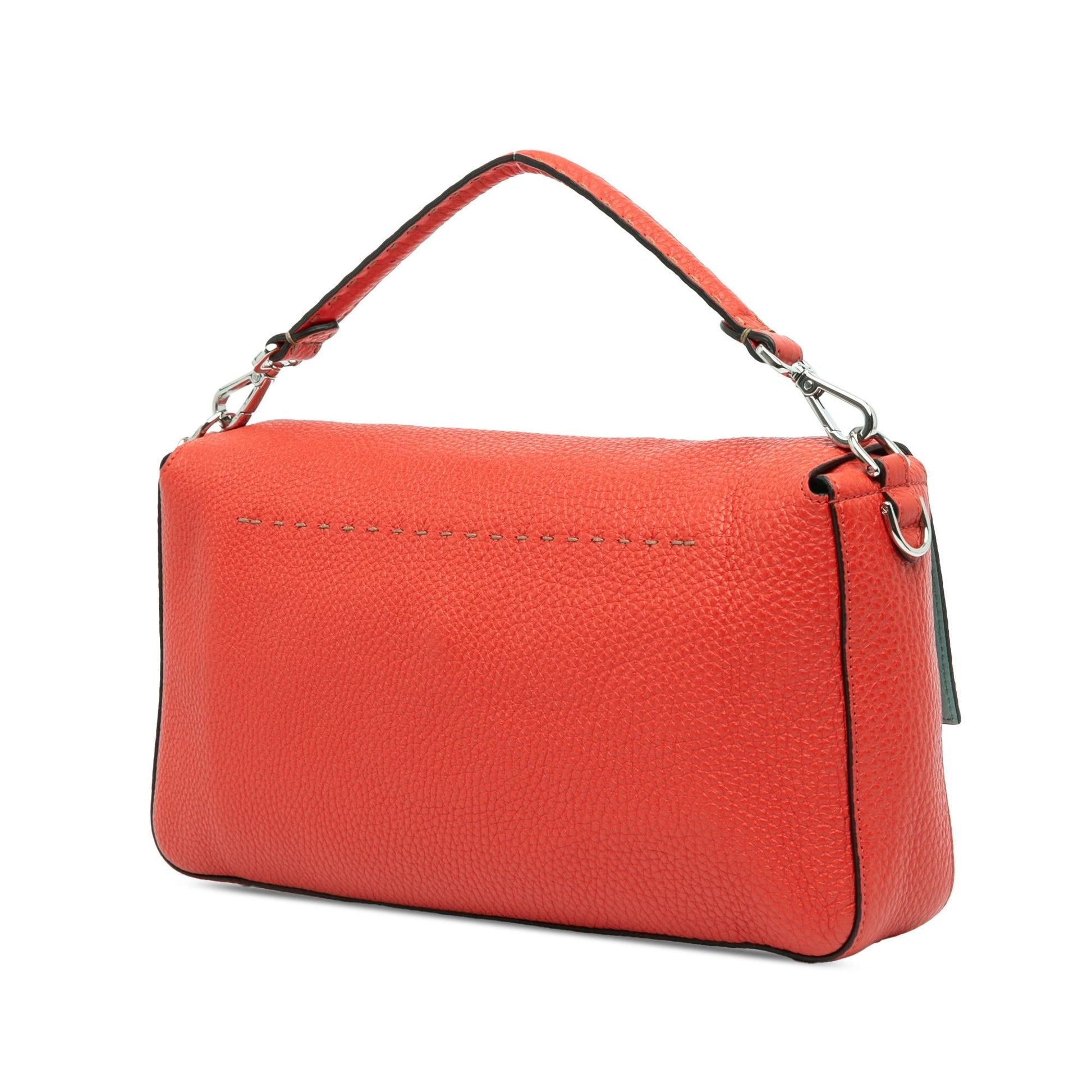 Fendi Selleria Baguette Satchel Leather Large Satchel Bag