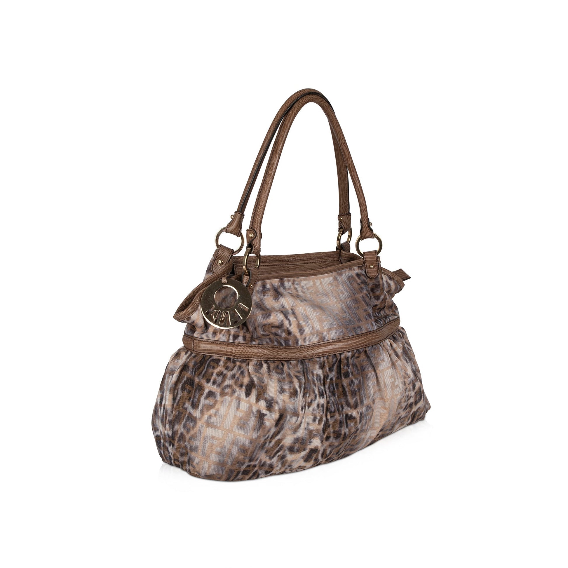 Fendi Lizard Trimmed Zucca Chef Tote Large Tote Bag