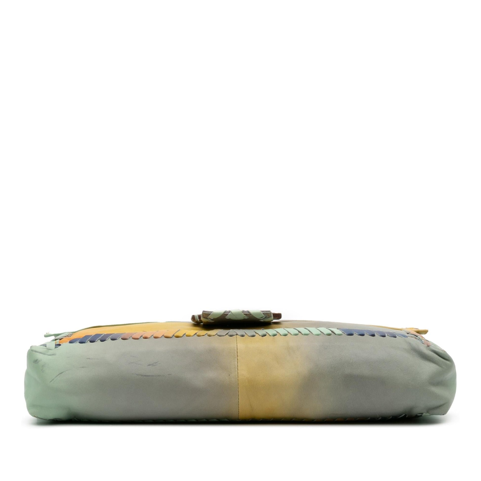 Fendi Whipstitch Baguette Crossbody Leather Multicolor Large Shoulder Bag