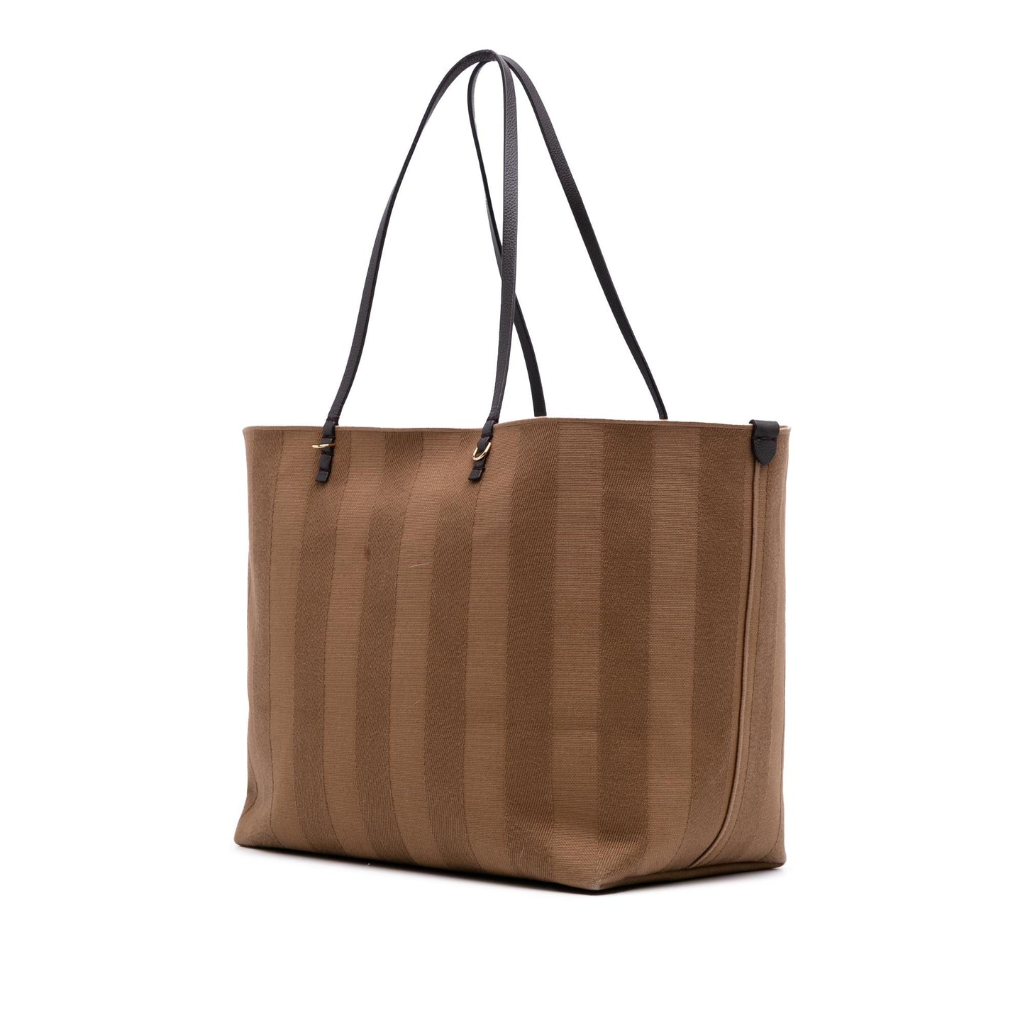 Fendi Zucca Striped Reversible Roll Tote Canvas Large Tote Bag