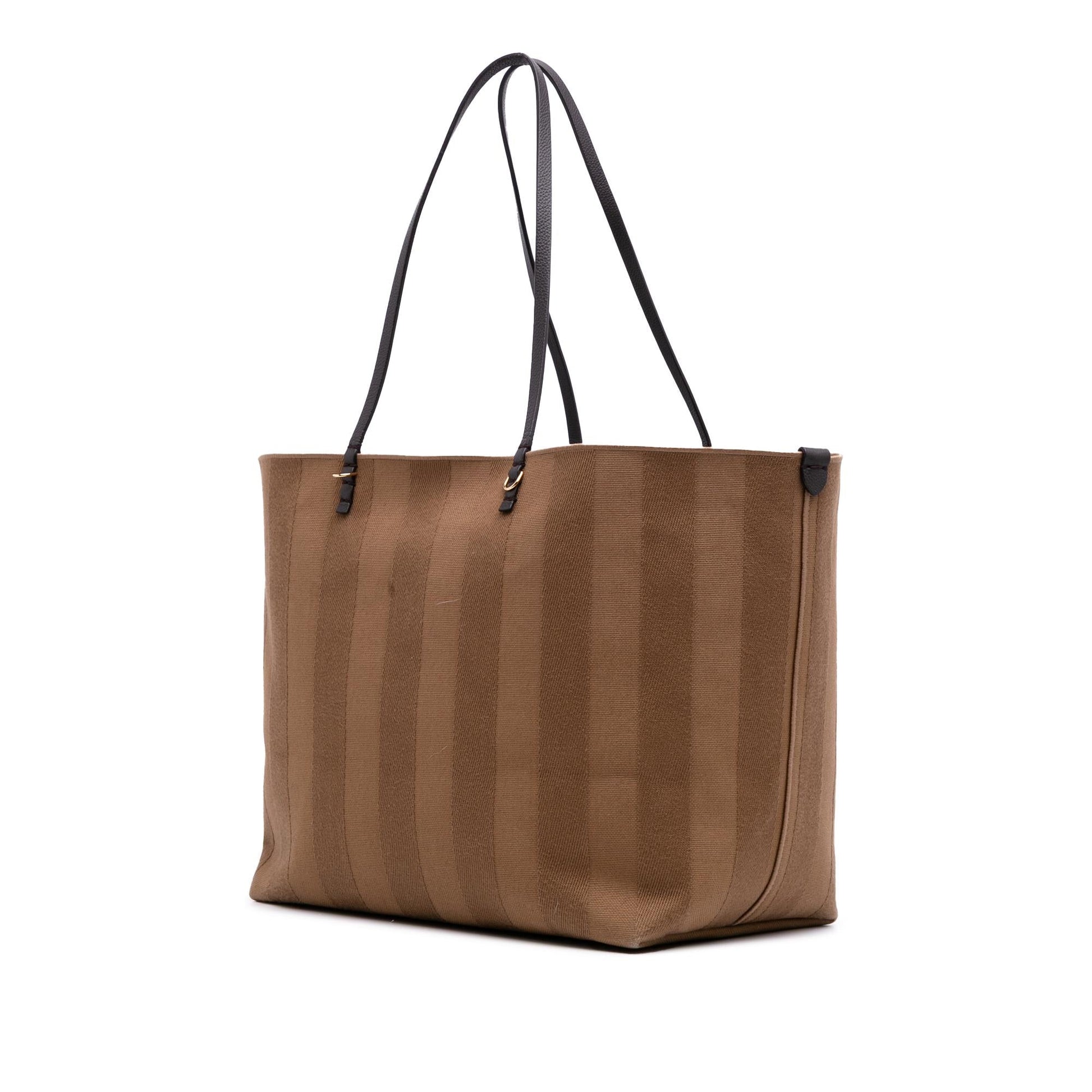 Fendi Zucca Striped Reversible Roll Tote Canvas Large Tote Bag