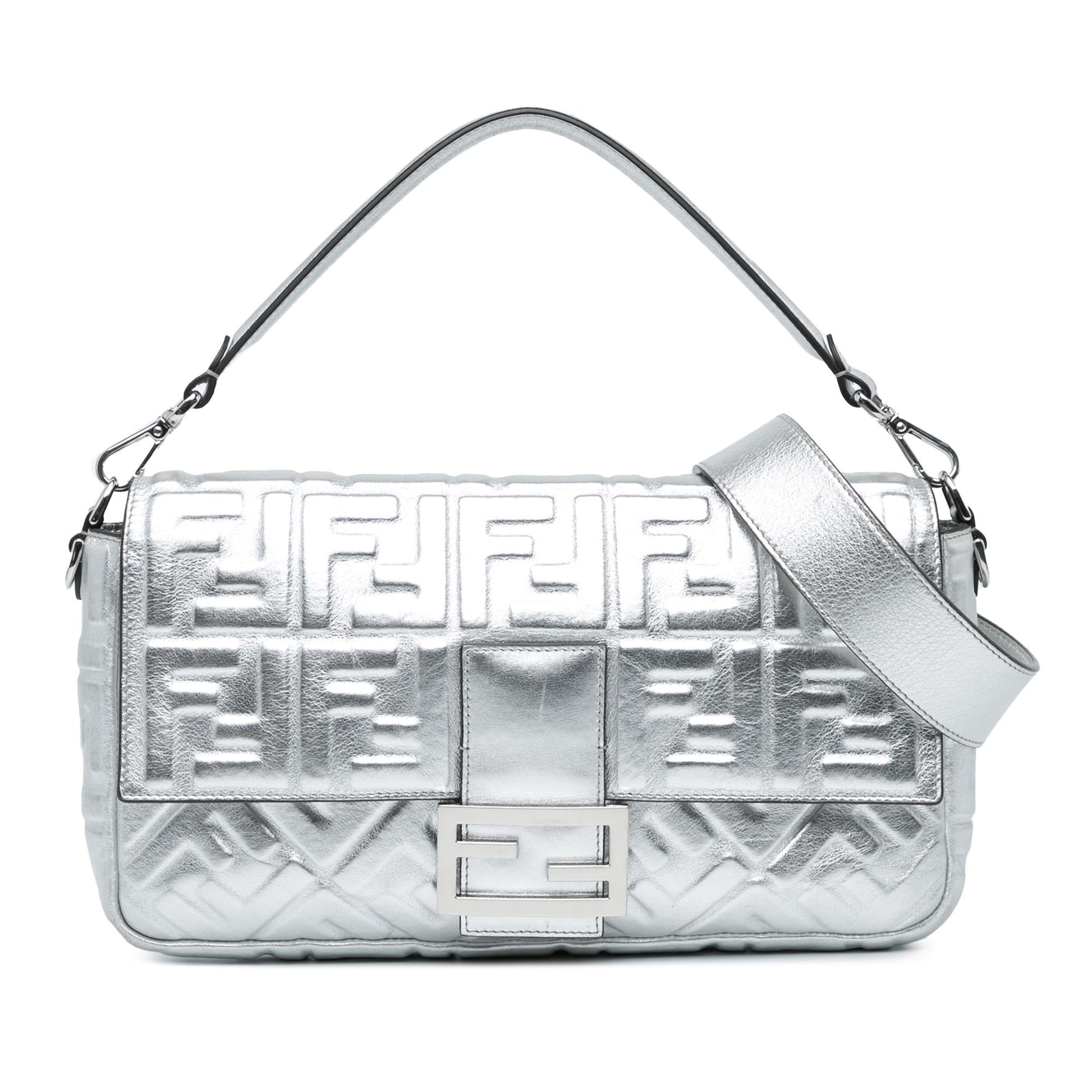 Fendi Zucca Baguette Satchel Large Embossed Satchel Bag Embossed Baguette Satchel