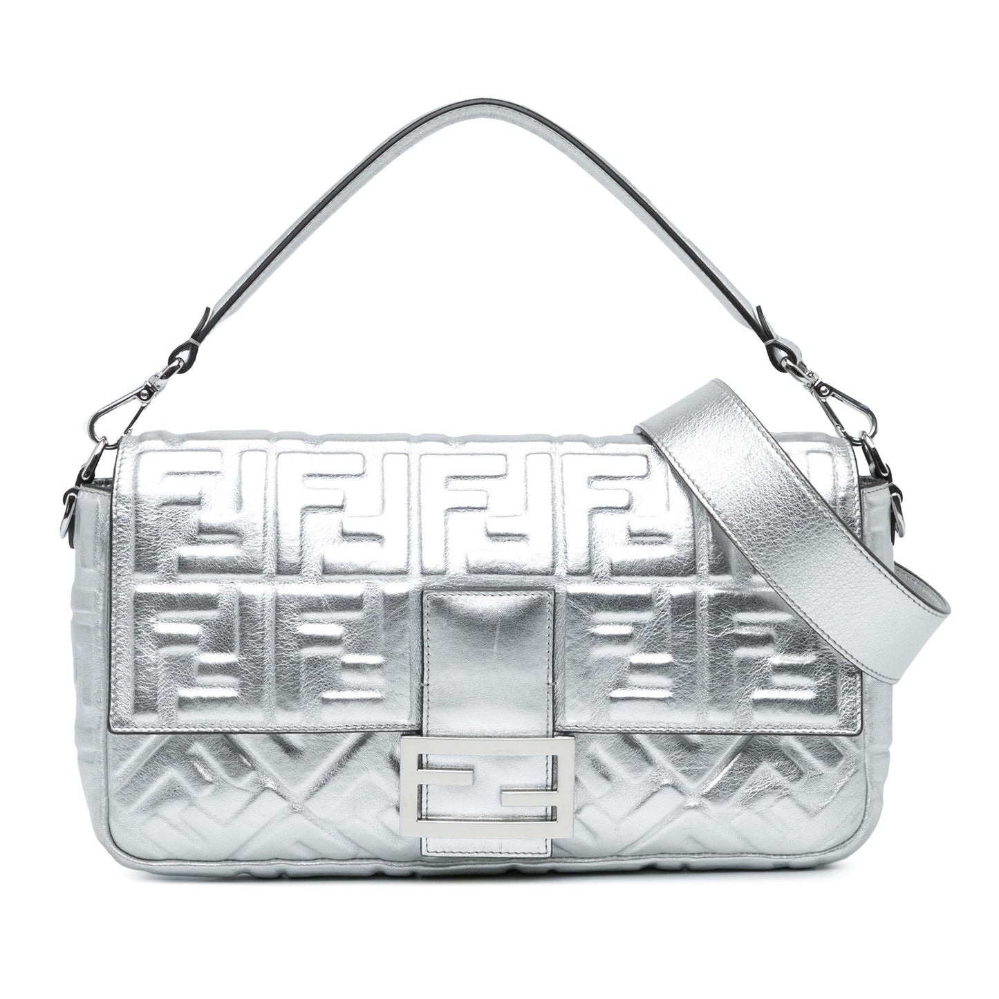 Fendi Zucca Baguette Satchel Large Embossed Satchel Bag
