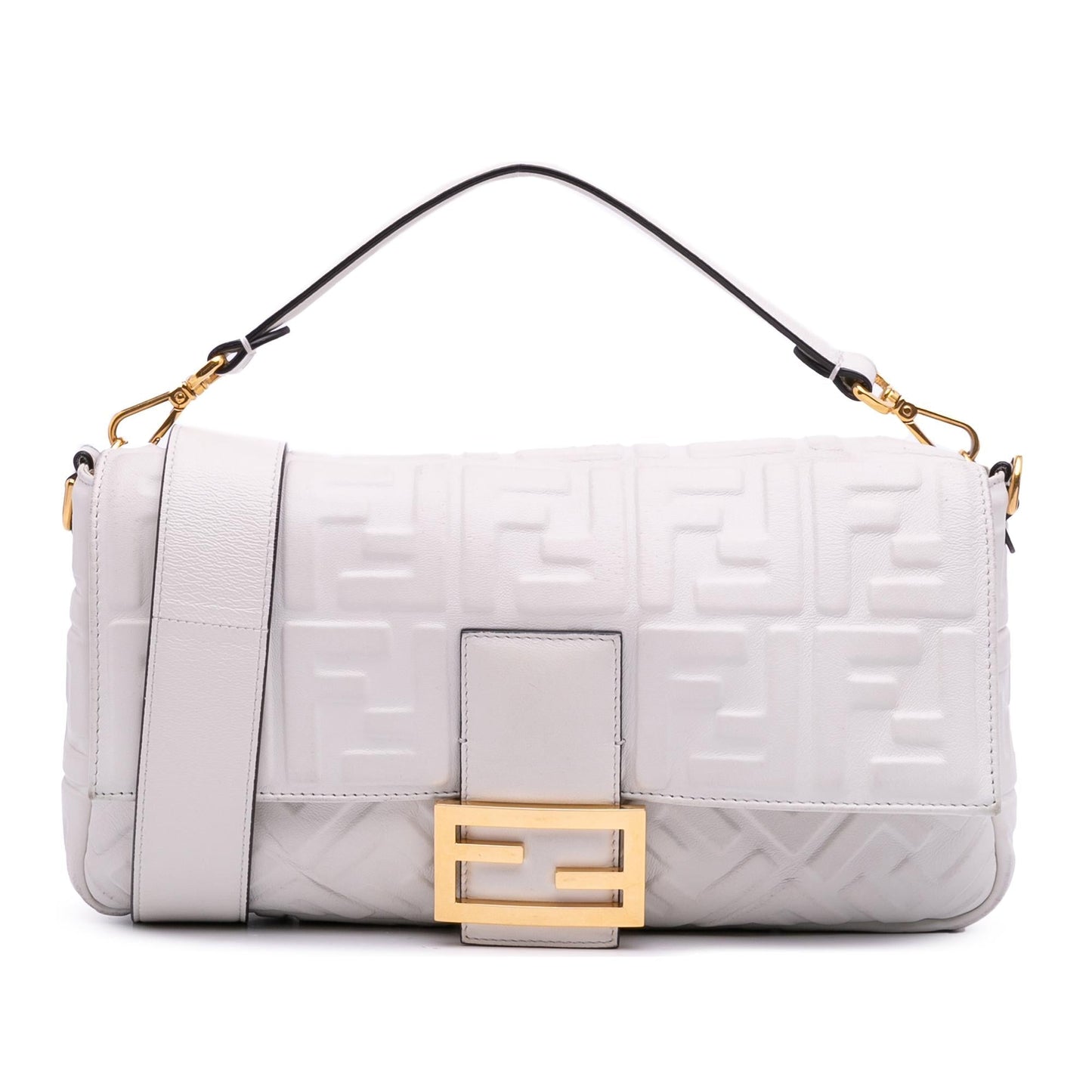 Fendi Zucca Baguette Satchel Leather Large Embossed Satchel Bag Baguette Satchel 1