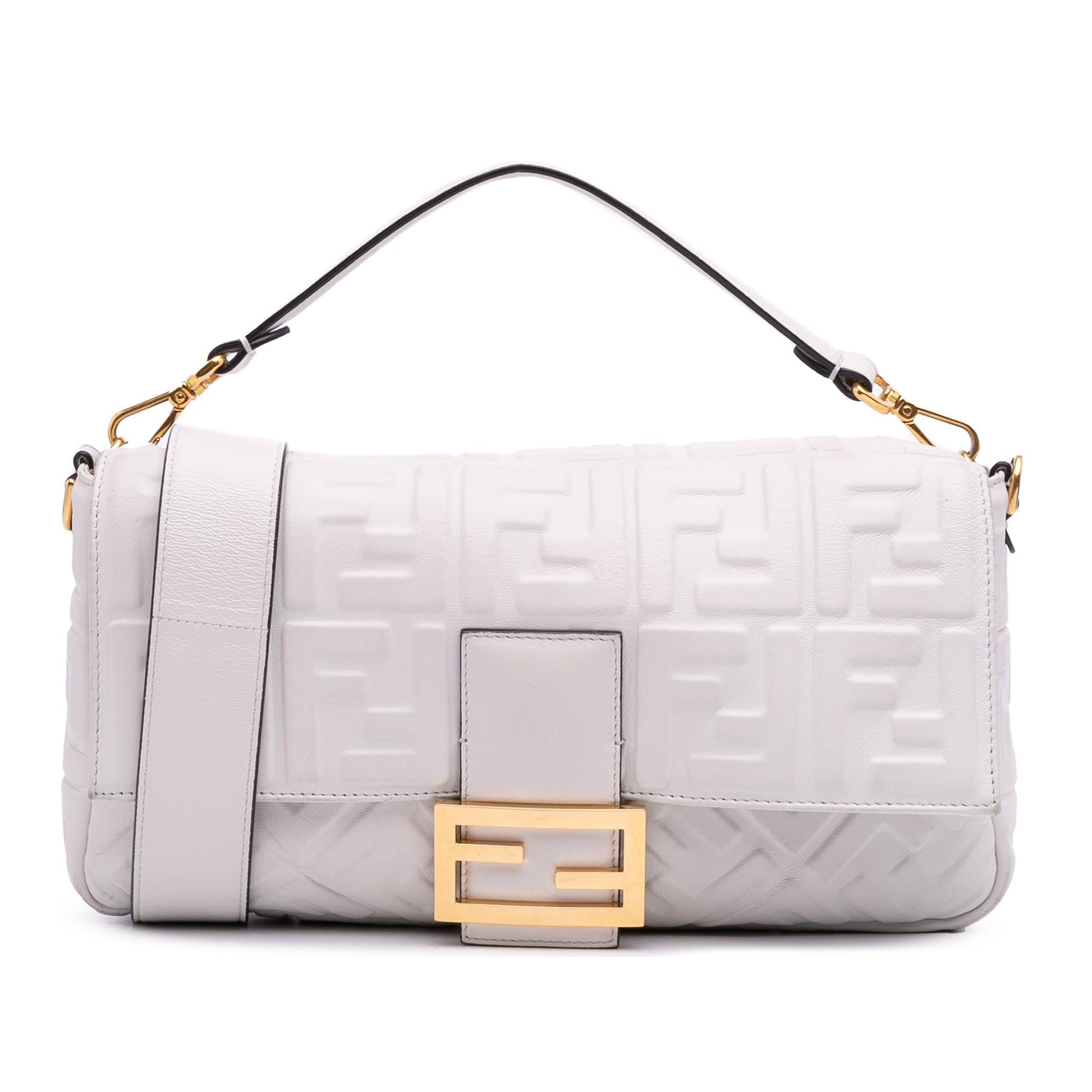 Fendi Zucca Baguette Satchel Leather Large Embossed Satchel Bag Baguette Satchel 1