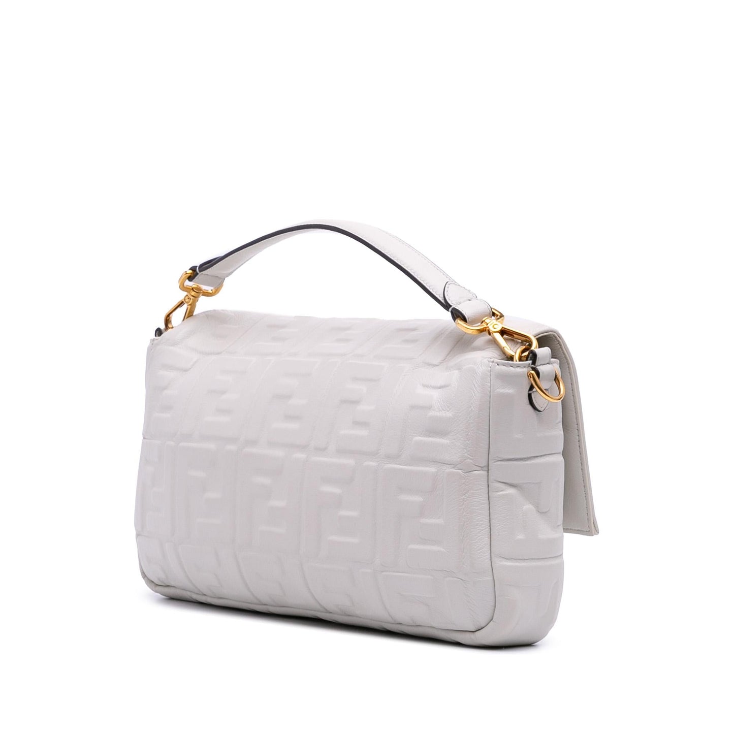 Fendi Zucca Baguette Satchel Leather Large Embossed Satchel Bag