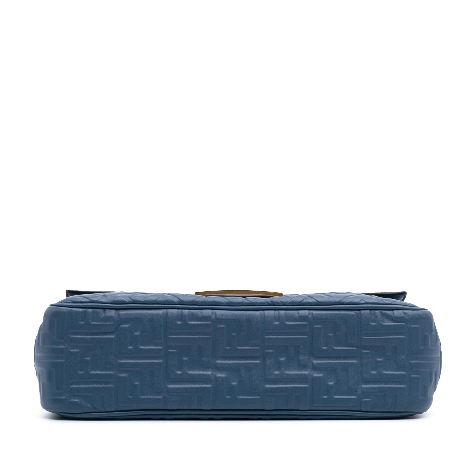 Fendi Zucca Baguette Shoulder Bag Leather Large Embossed Baguette Shoulder Bag