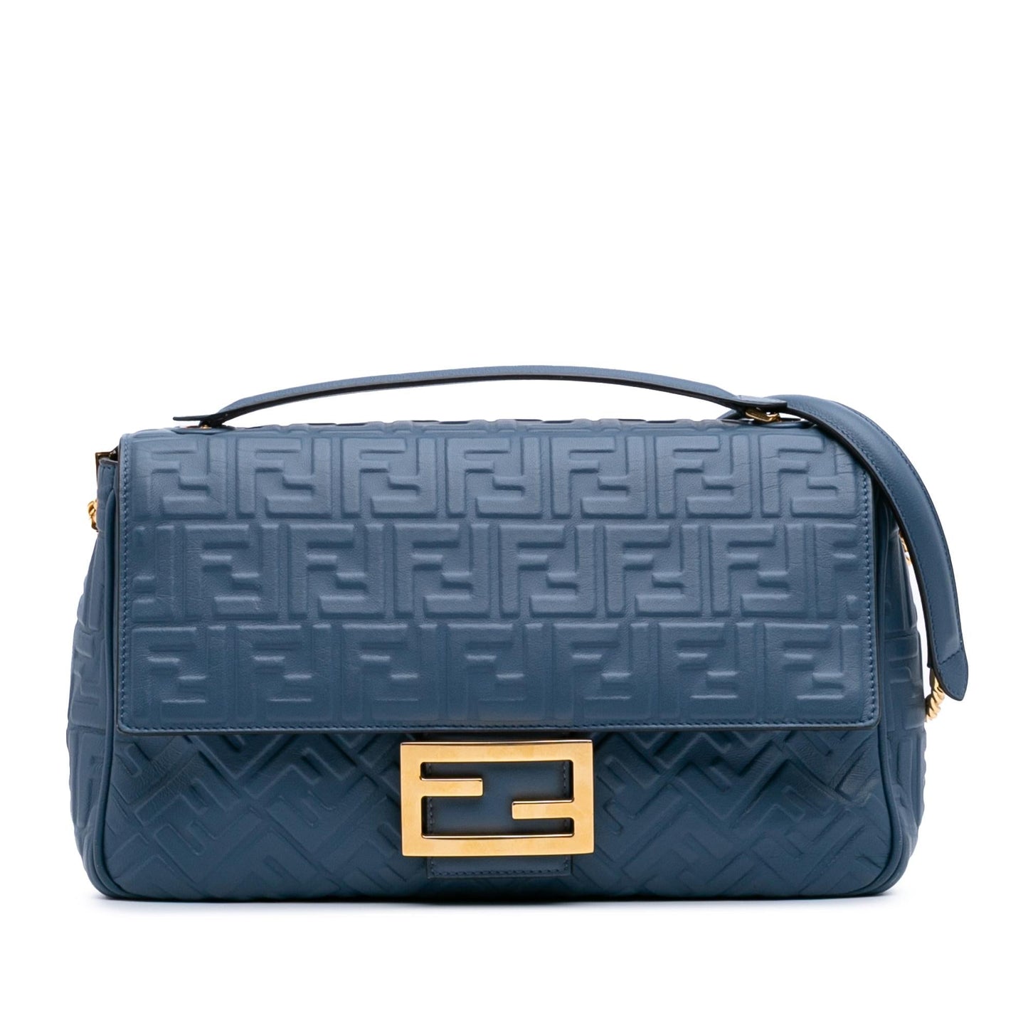 Fendi Zucca Baguette Shoulder Bag Leather Large Embossed Baguette Shoulder Bag