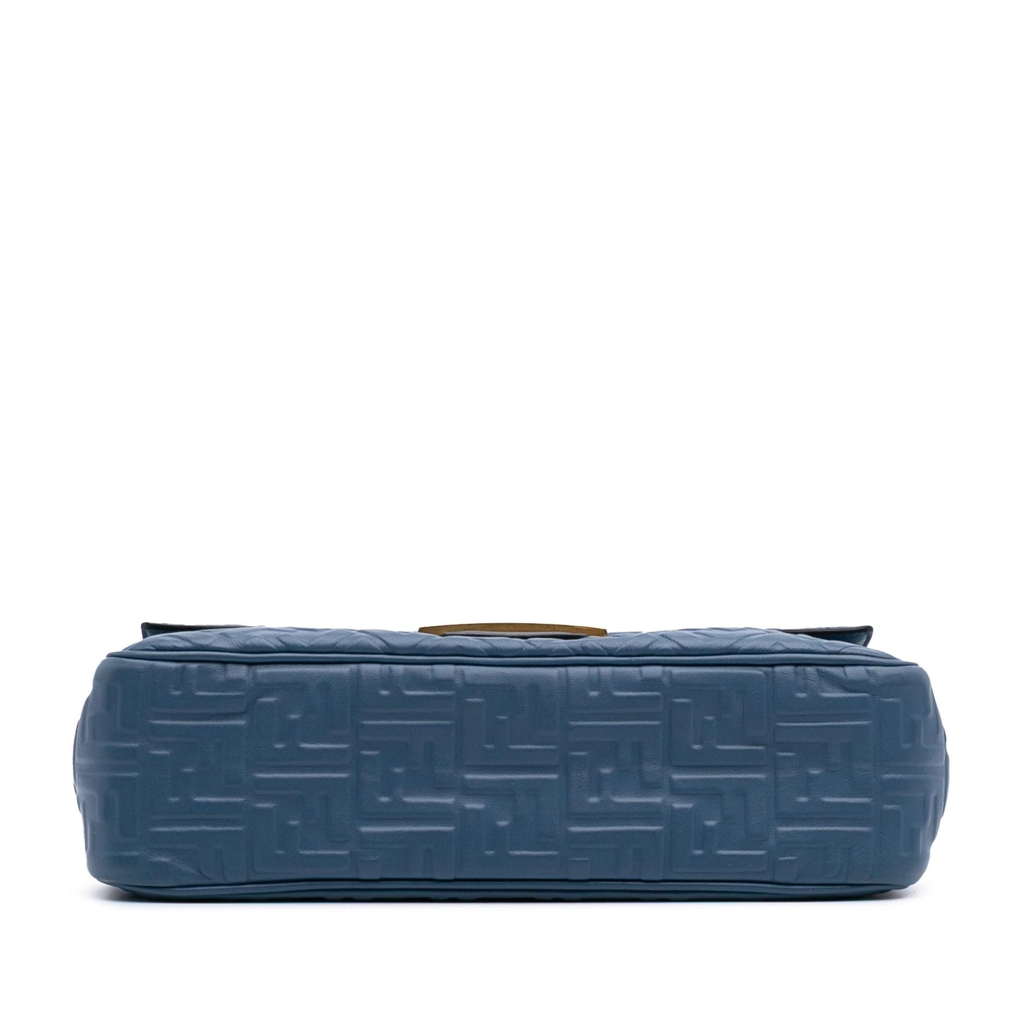 Fendi Zucca Baguette Shoulder Bag Leather Large Embossed