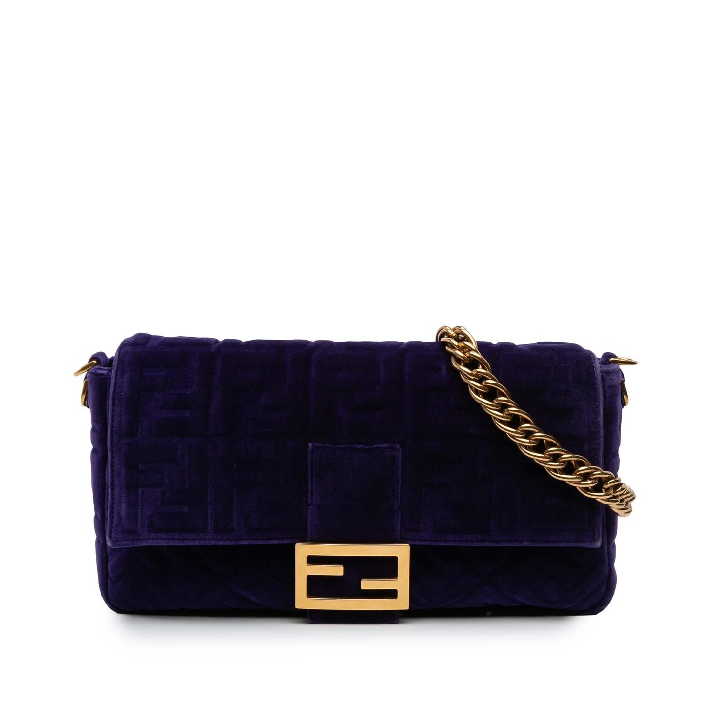 Fendi Zucca Velvet Baguette Satchel Large Embossed Satchel Bag