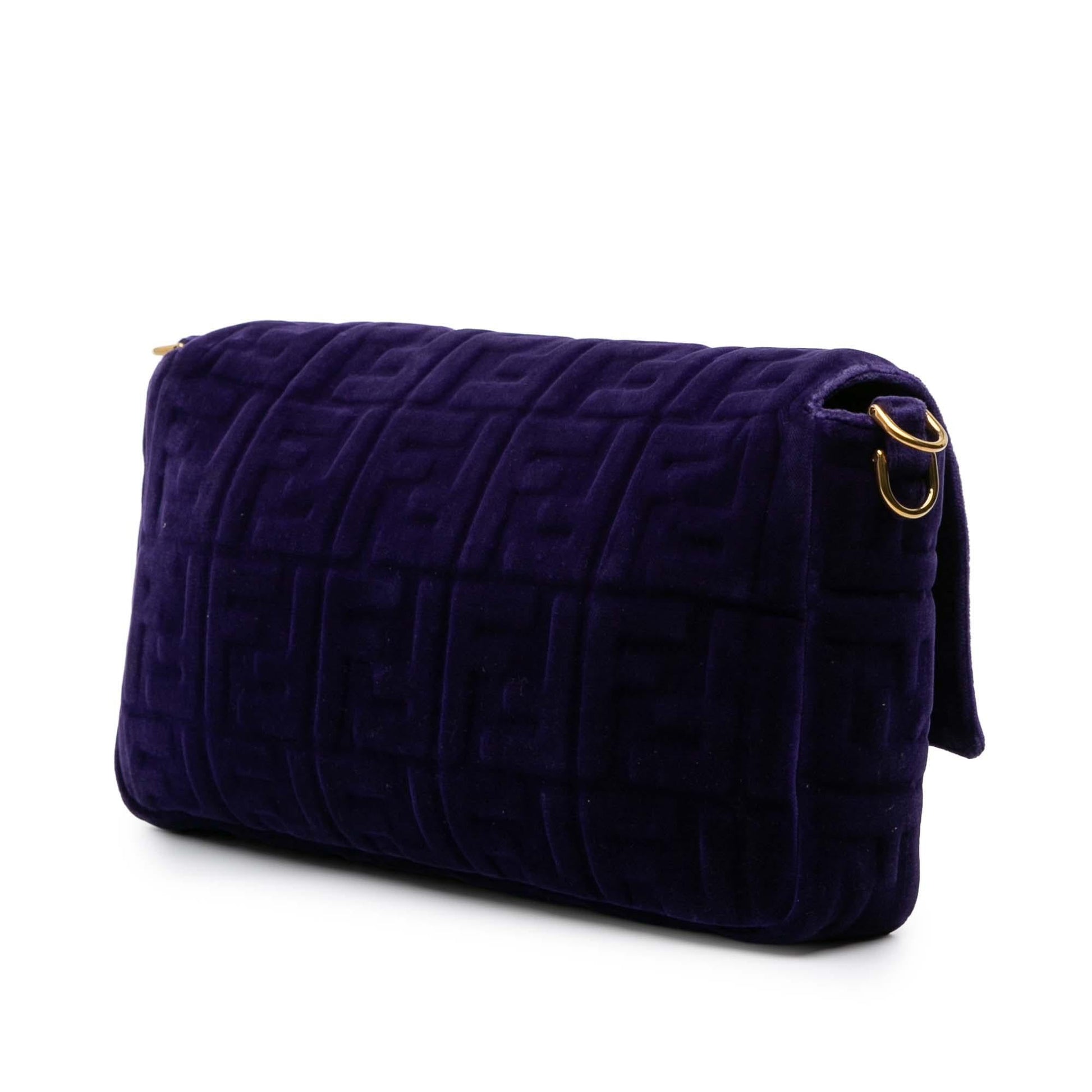 Fendi Zucca Velvet Baguette Satchel Large Embossed Satchel Bag