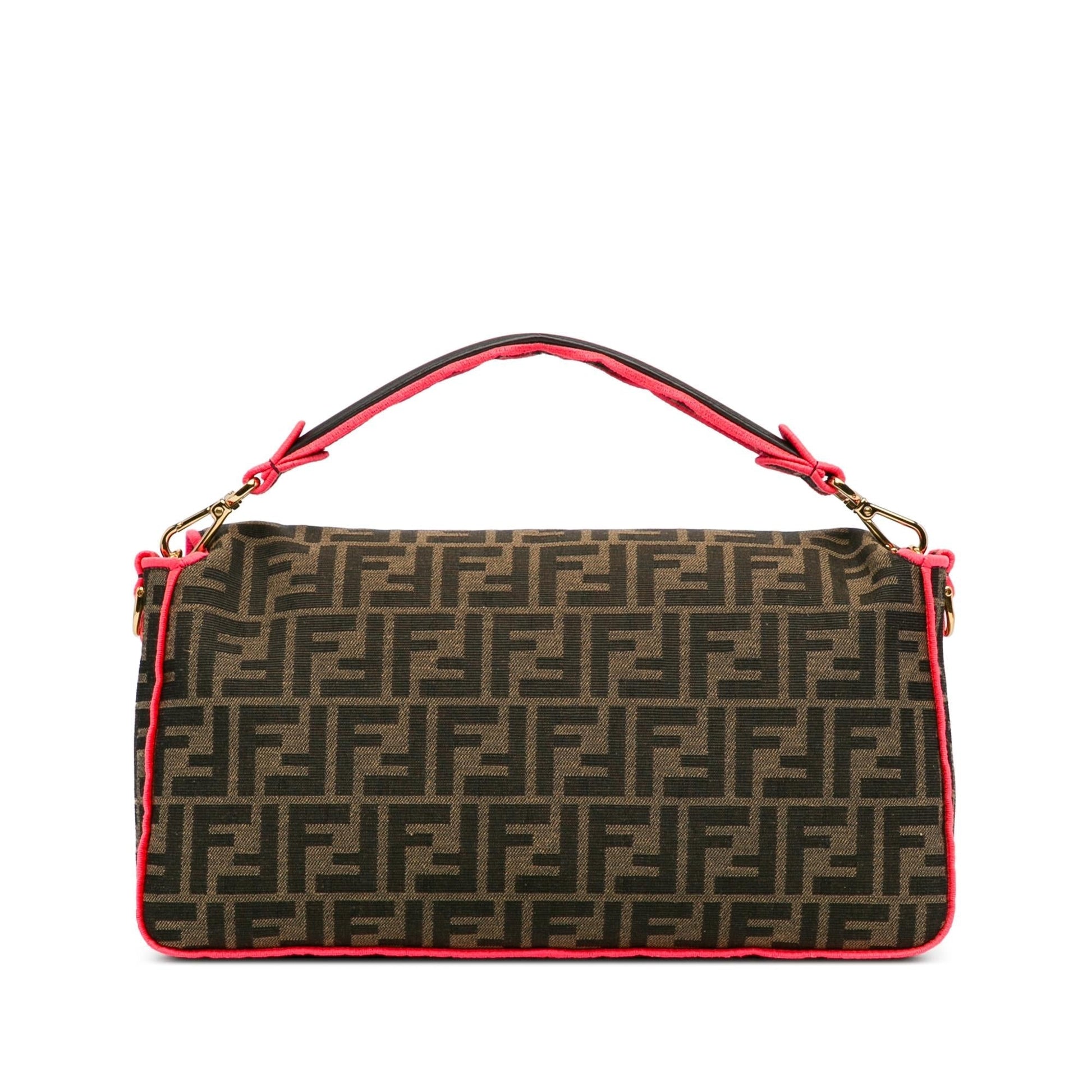 Fendi Zucca Fluo Trim Baguette Satchel Shg Large Satchel Bag