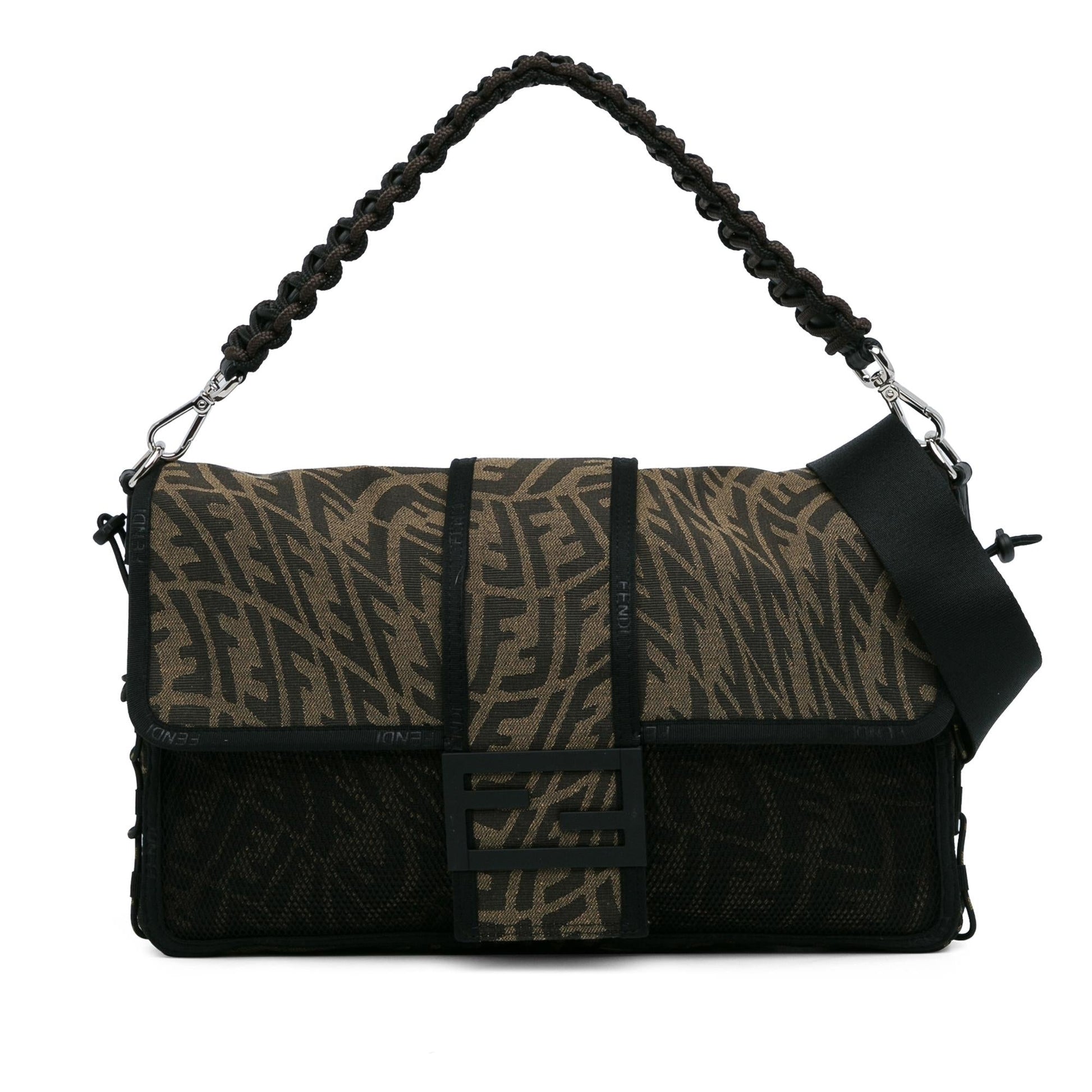 Fendi Zucca Vertigo Mesh Baguette Satchel Large Satchel Bag