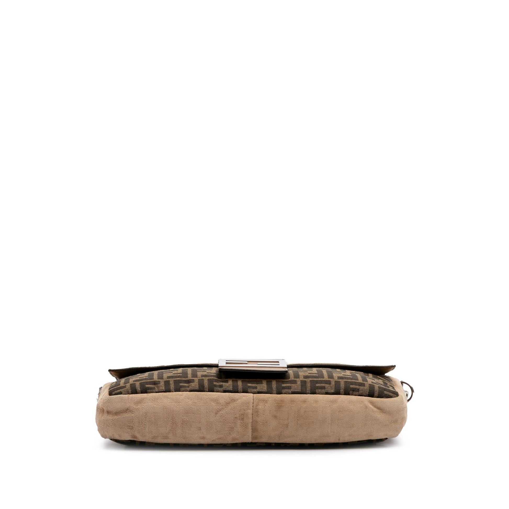 Fendi Zucca And Pequin Convertible Baguette Satchel Canvas Large Satchel Bag
