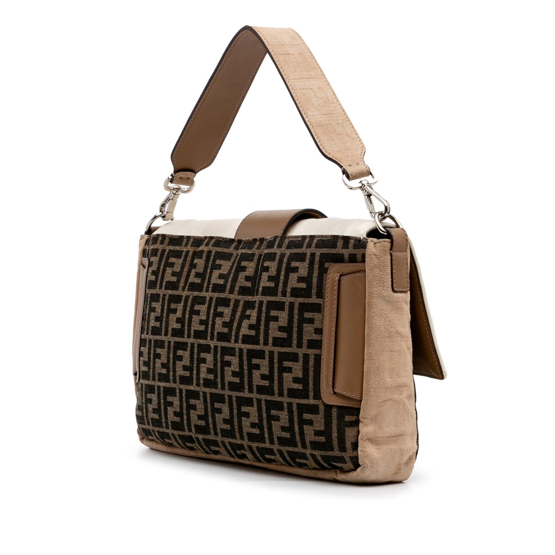 Fendi Zucca And Pequin Convertible Baguette Satchel Canvas Large Satchel Bag
