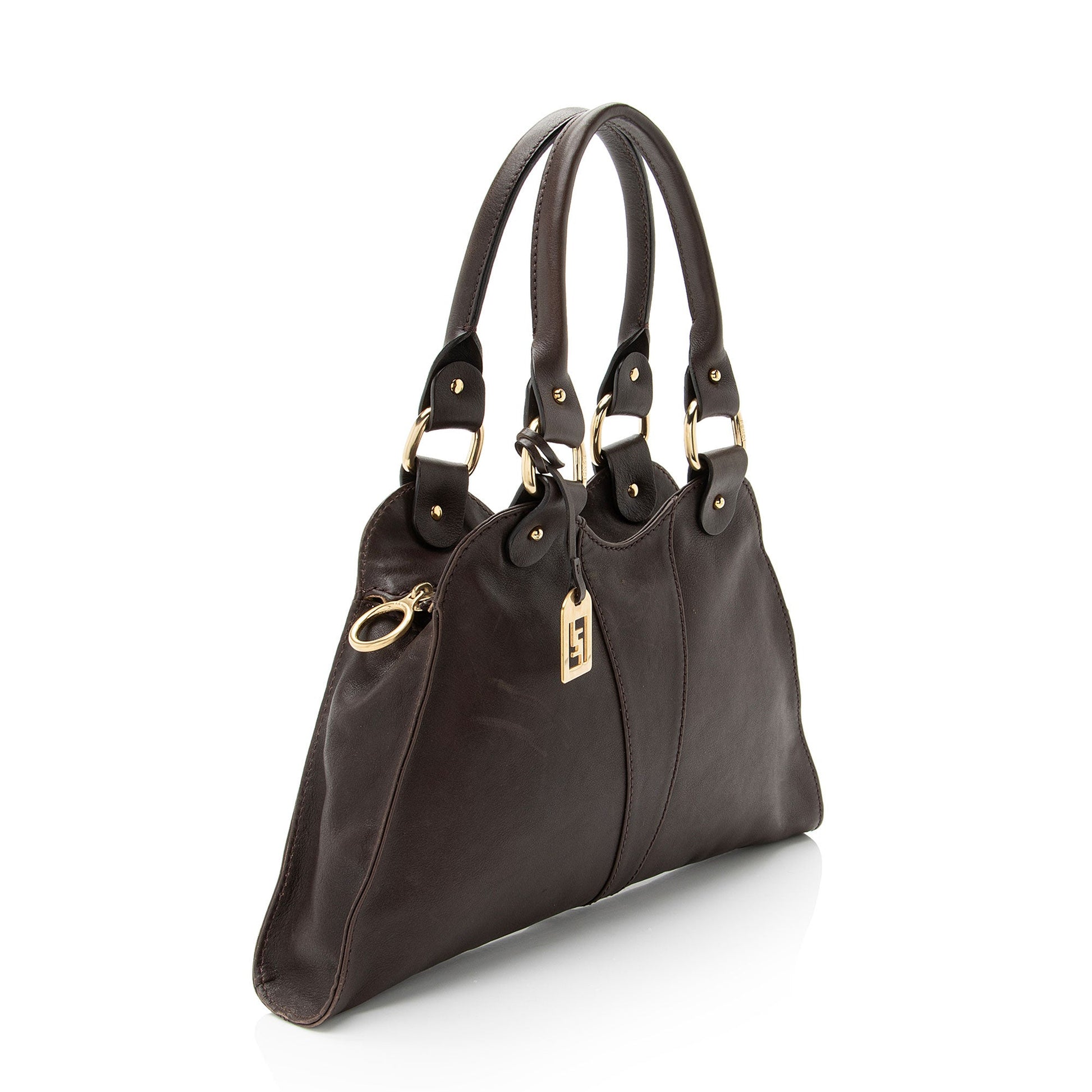 Fendi Devil Trapezio Satchel Leather Small Satchel Bag