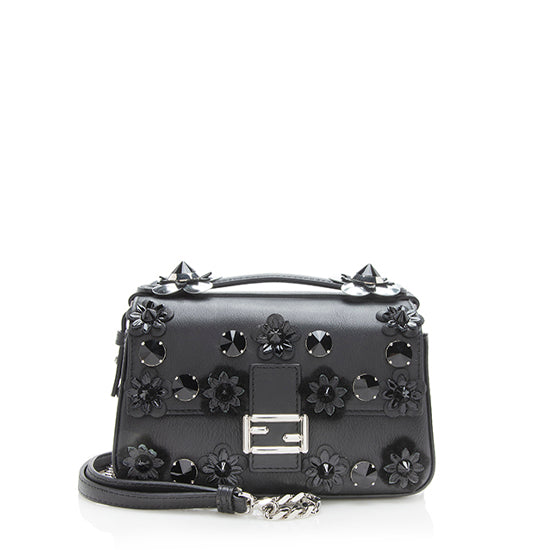 Fendi Flowerland Double Baguette Shoulder Bag Shf Leather Micro