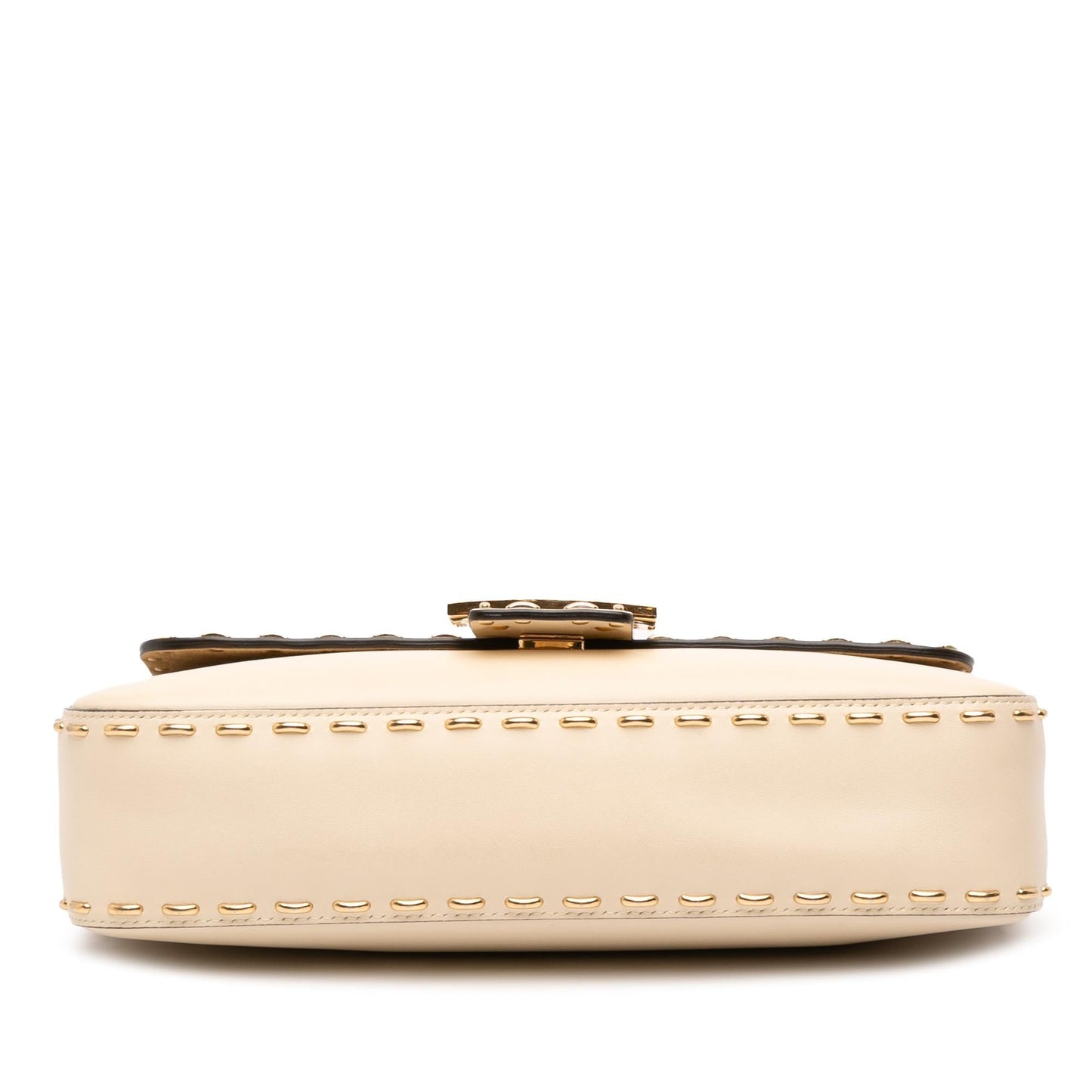 Fendi Stitch Baguette Satchel Leather Metal Satchel Bag