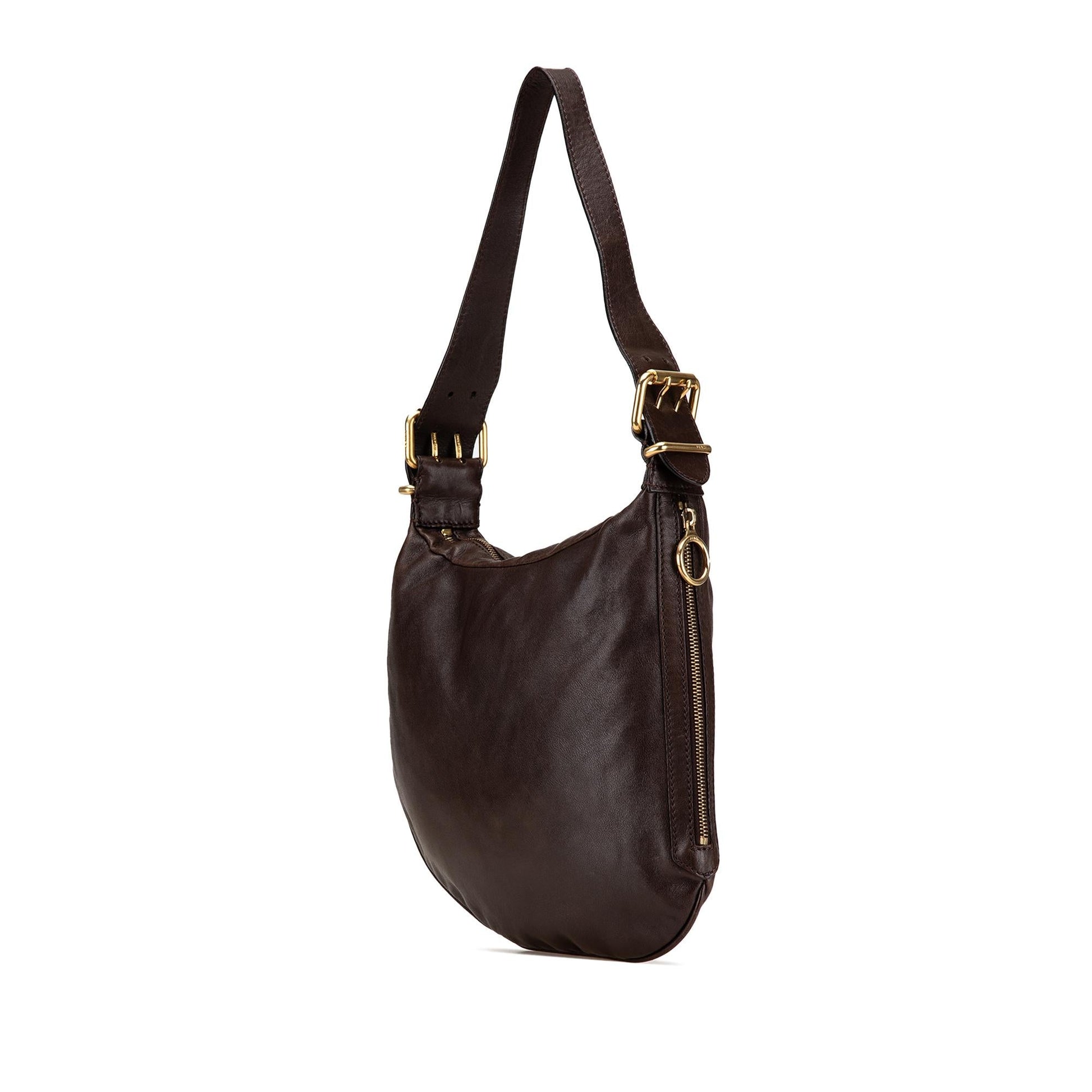 Fendi Oyster Hobo Leather Shoulder Bag