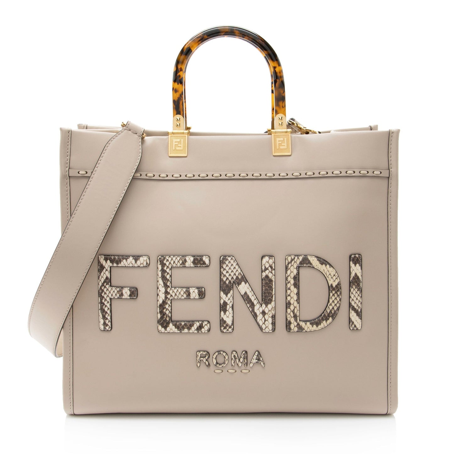 Fendi Sunshine Shopper Tote Leather Python Medium Tote Bag