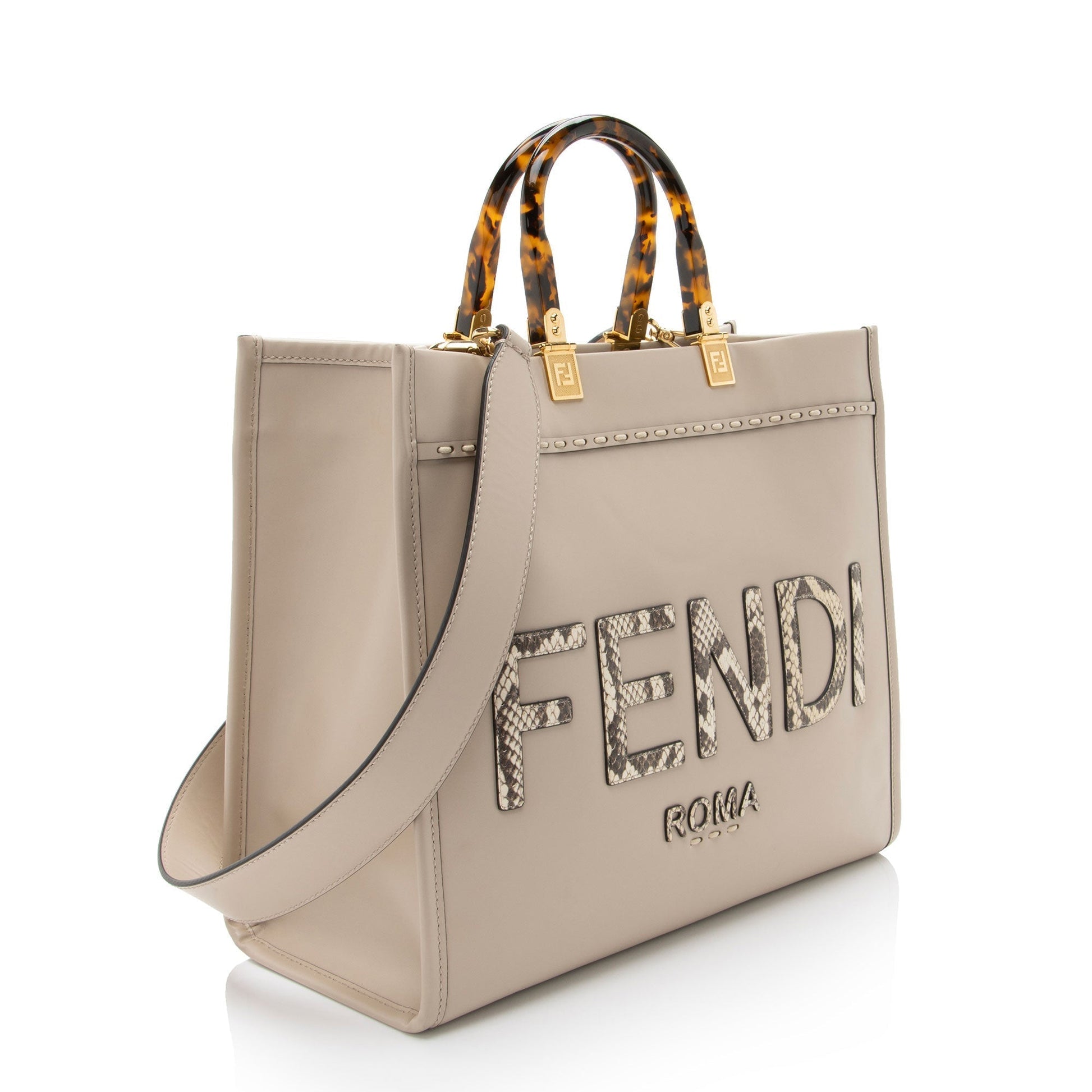 Fendi Sunshine Shopper Tote Leather Python Medium Tote Bag