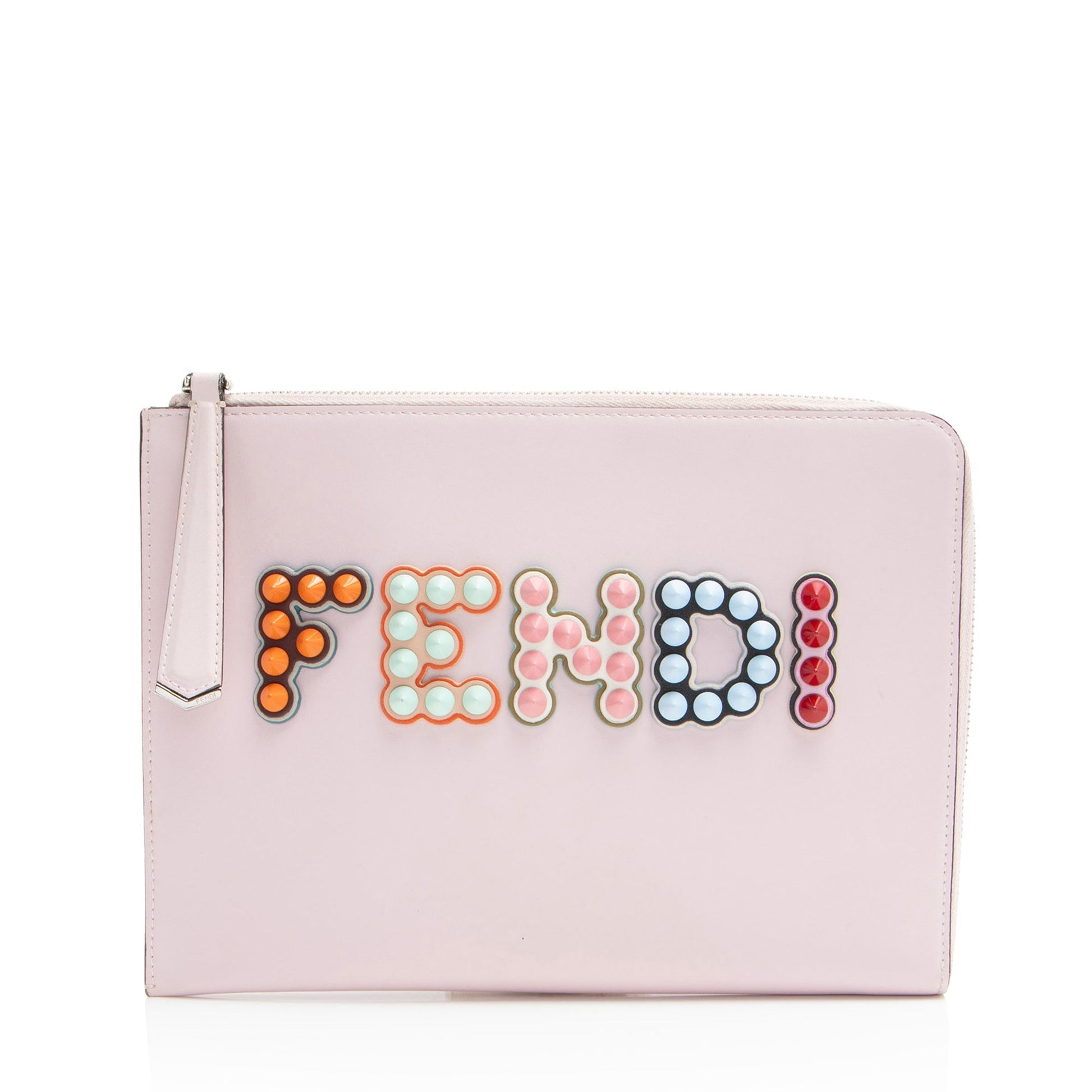 Fendi Studded Fun Fair Clutch Leather Clutch Bag