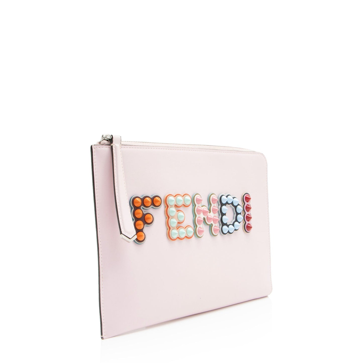 Fendi Studded Fun Fair Clutch Leather Clutch Bag