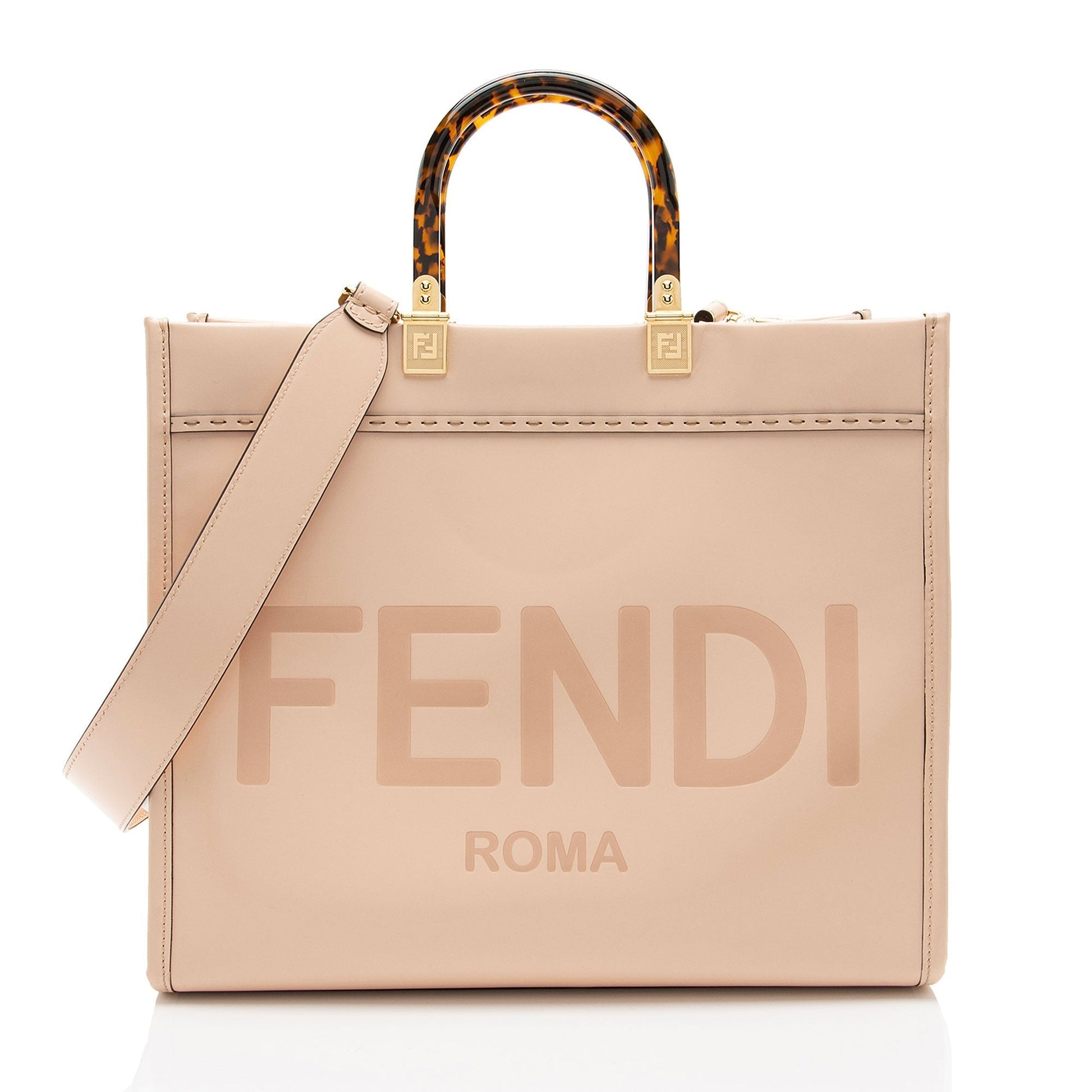 Fendi Sunshine Shopper Tote Leather Medium Tote Bag Tote Shf Hueoka