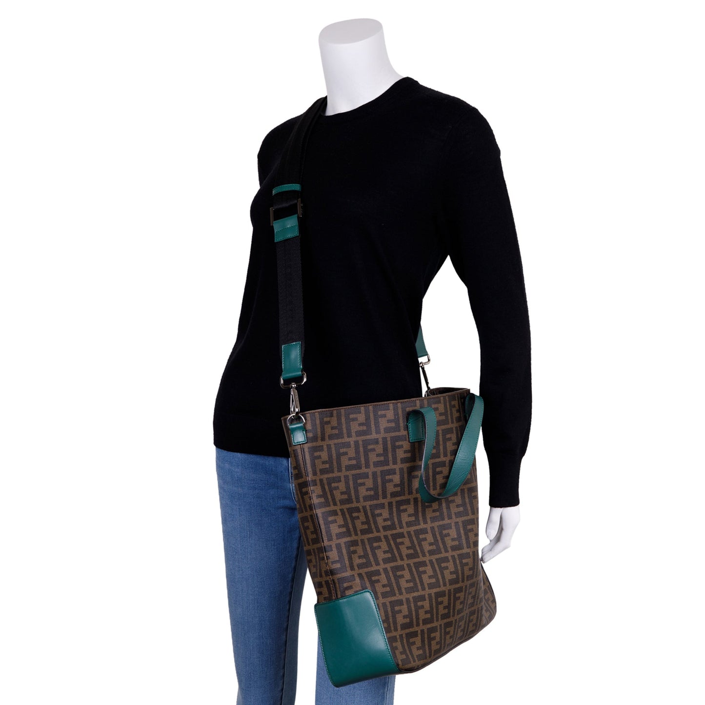 Fendi Trimmed Ff Zucca Tote Leather Tote Bag