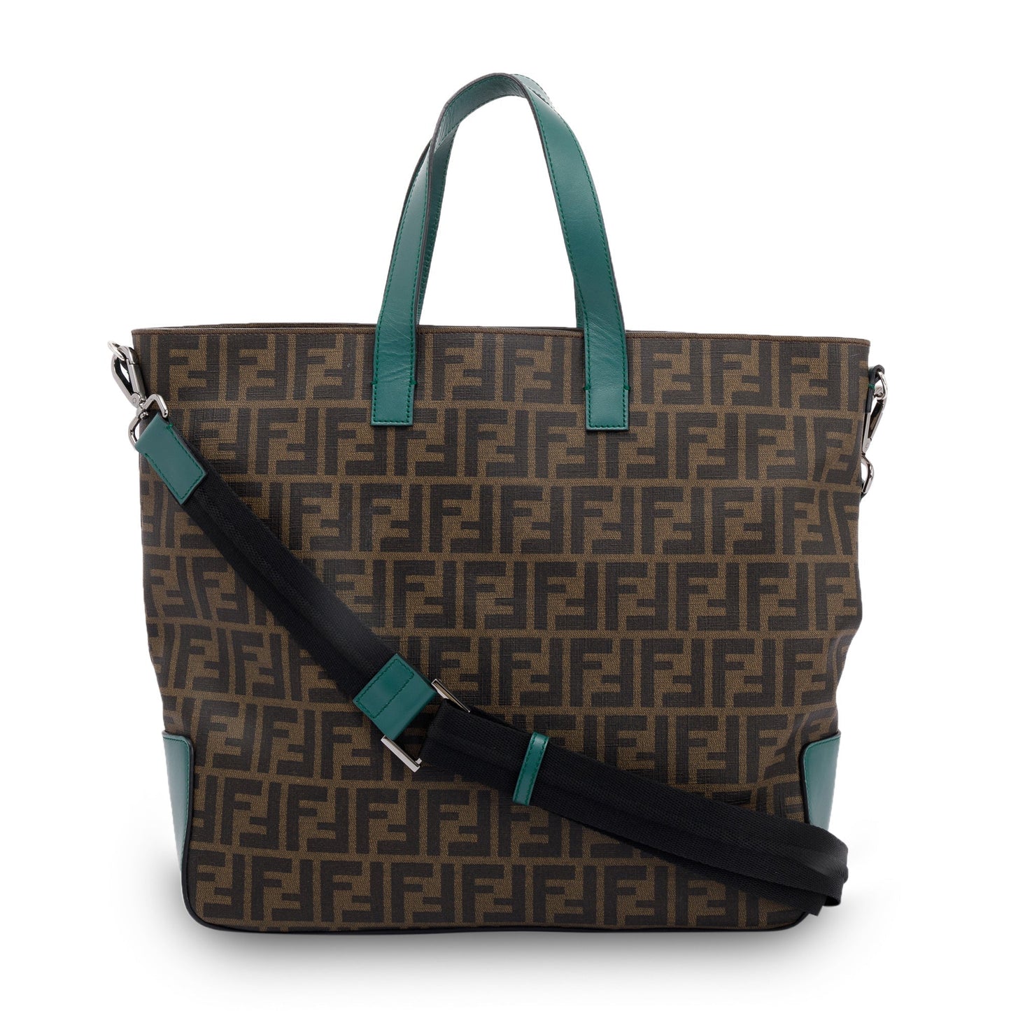 Fendi Trimmed Ff Zucca Tote Leather Tote Bag