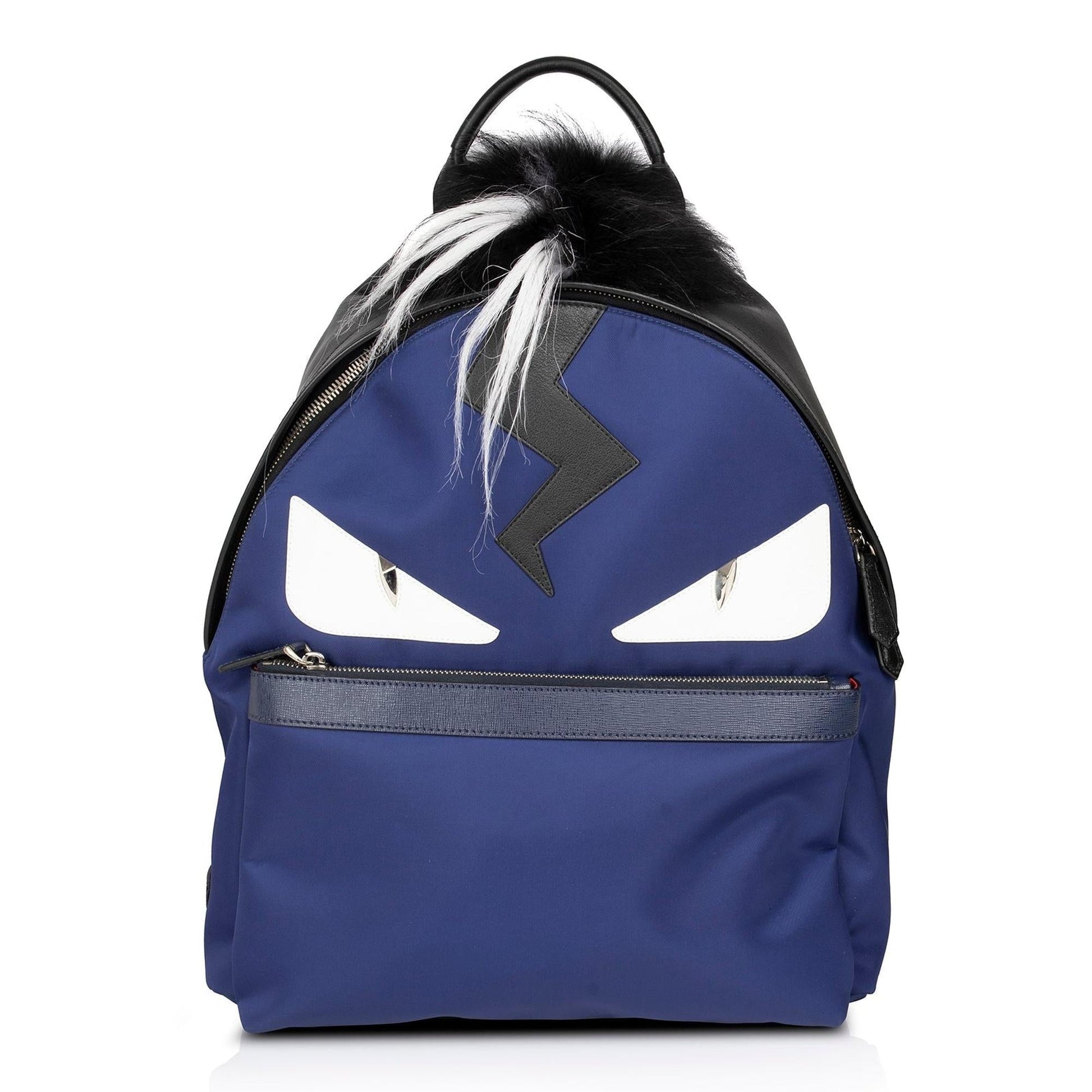 Fendi Trimmed Monster Backpack Leather Nylon