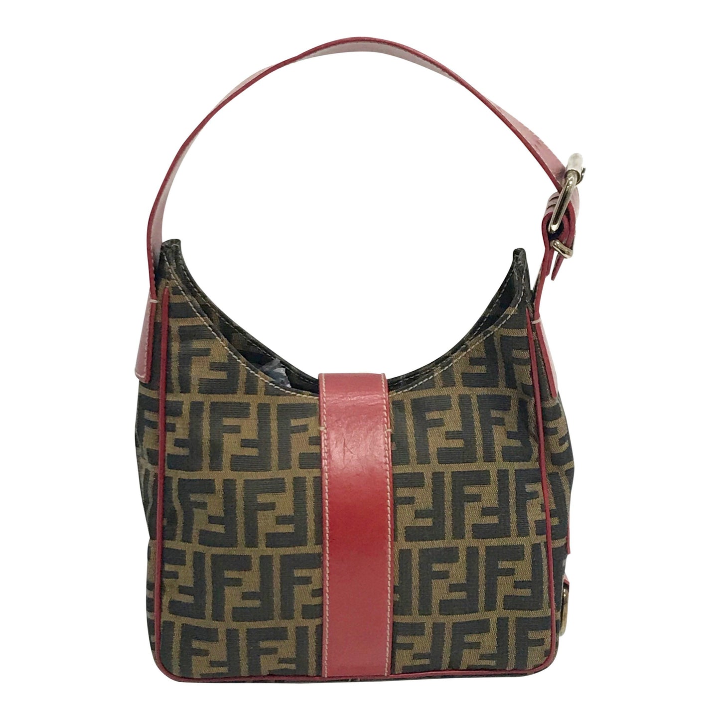 Fendi Trimmed Zucca Hobo Leather Travel Bag