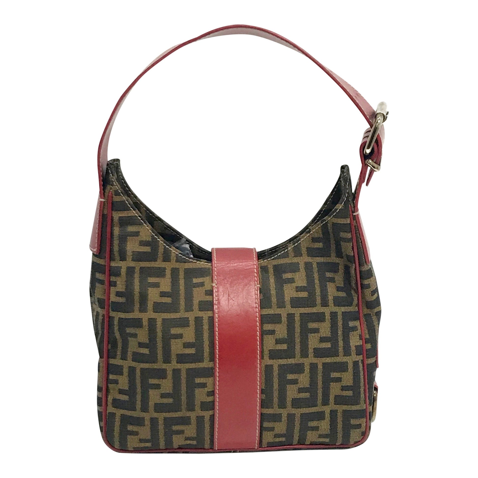 Fendi Trimmed Zucca Hobo Leather Travel Bag