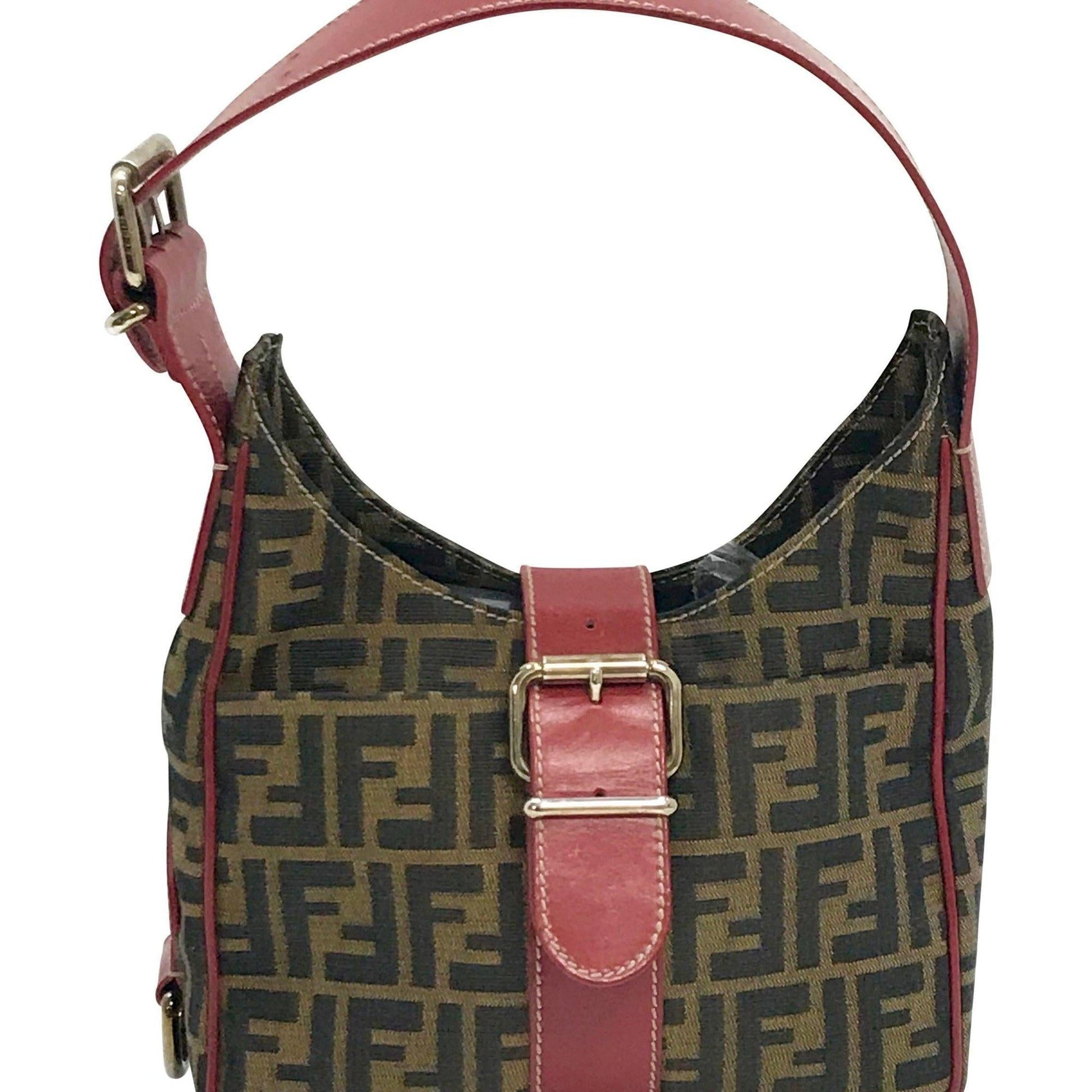 Fendi Trimmed Zucca Hobo Leather Travel Bag