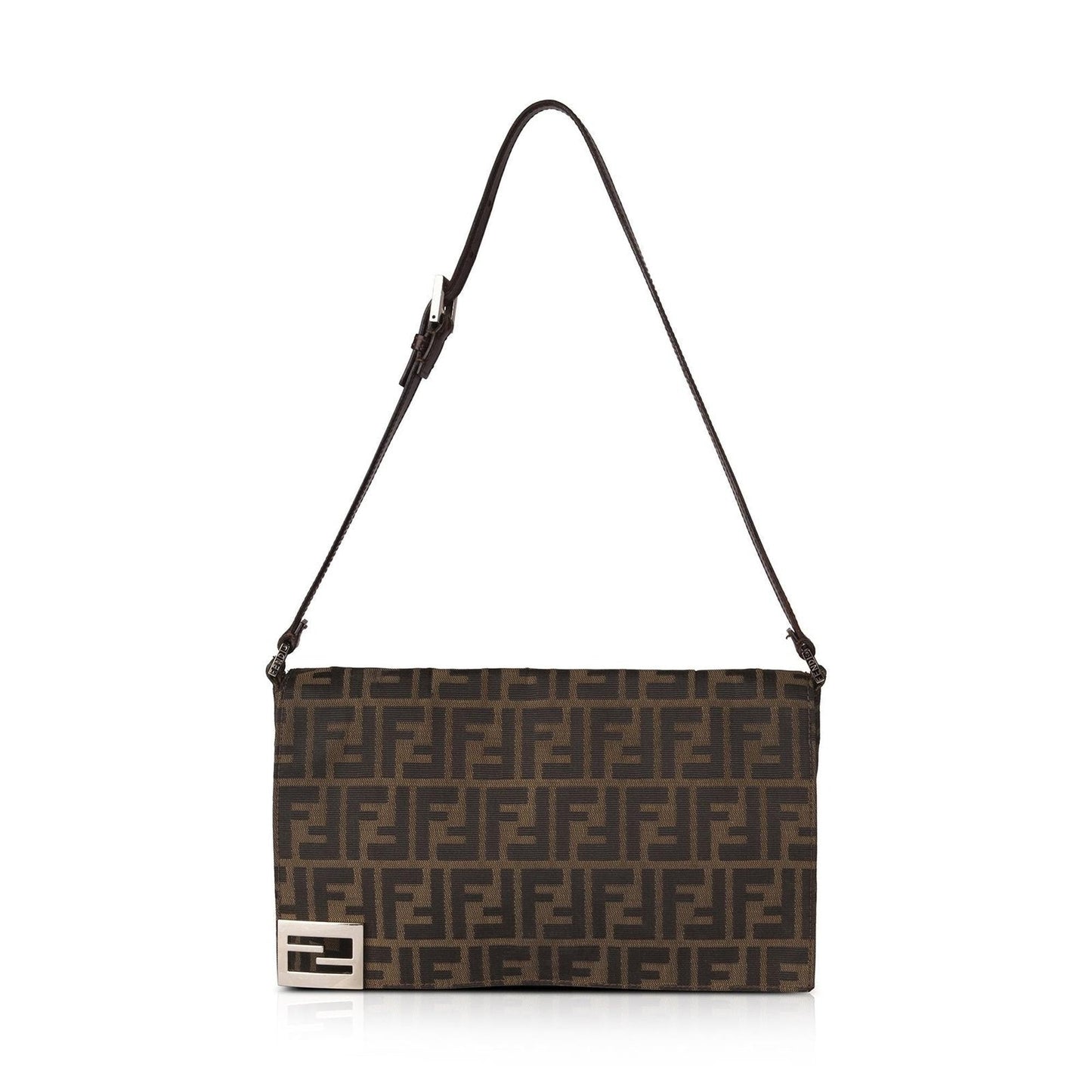 Fendi Trimmed Zucca Shoulder Bag Leather