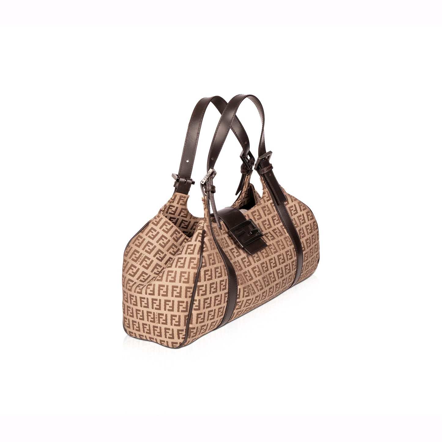 Fendi Trimmed Zucchino Tote Leather Tote Bag