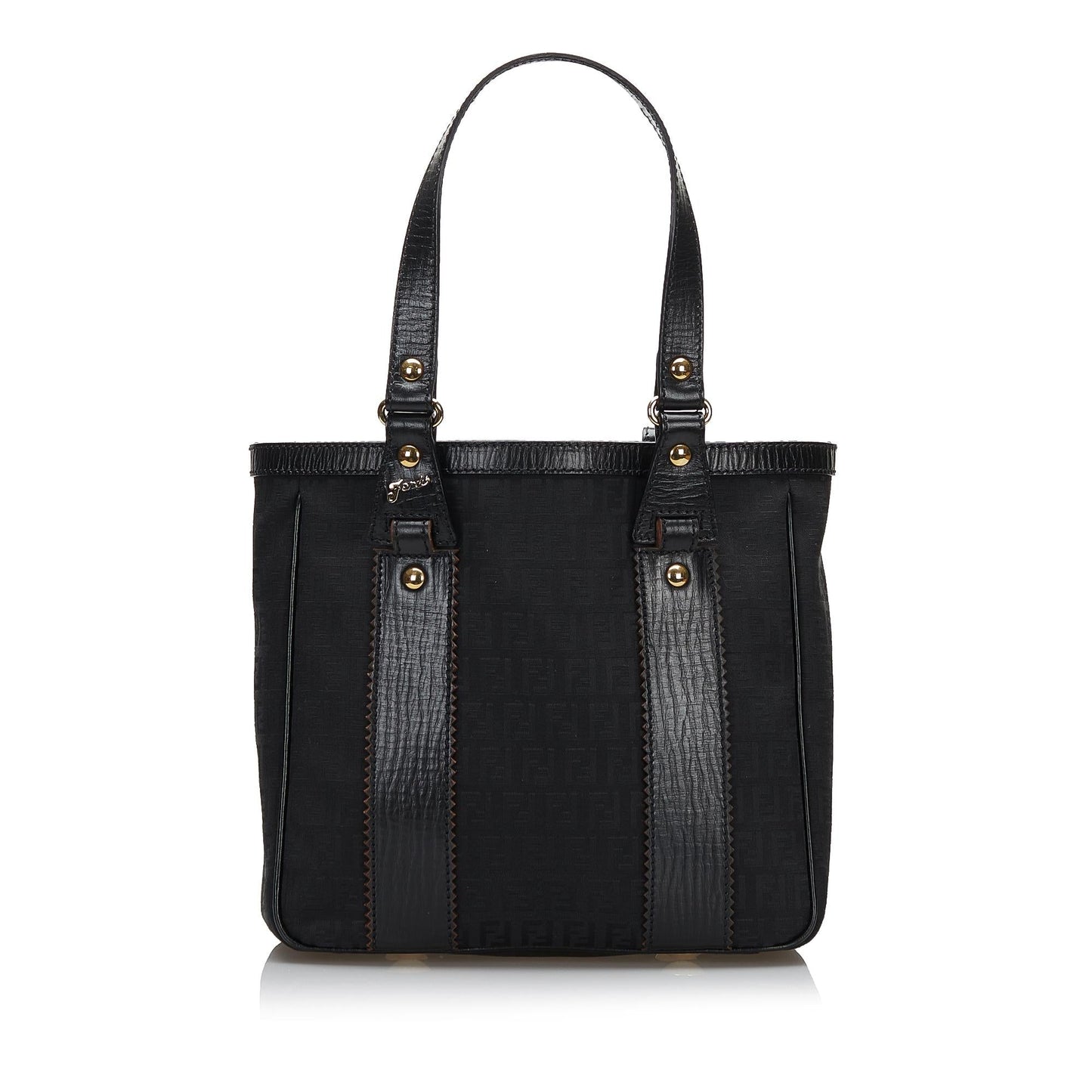 Fendi Trimmed Zucchino Tote Shg Leather Tote Bag
