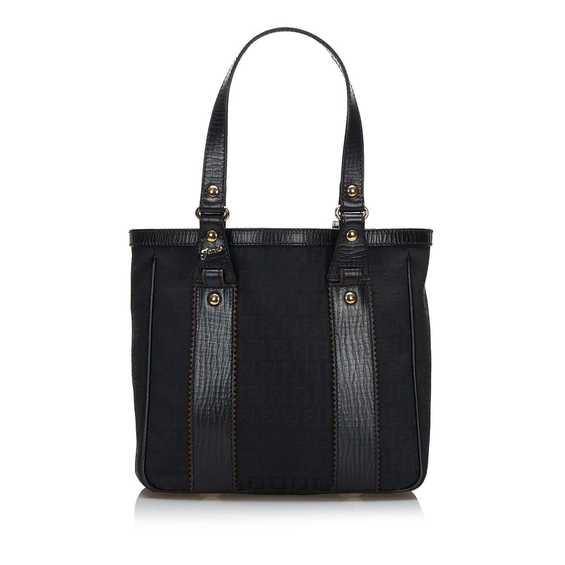 Fendi Trimmed Zucchino Tote Shg Leather Tote Bag