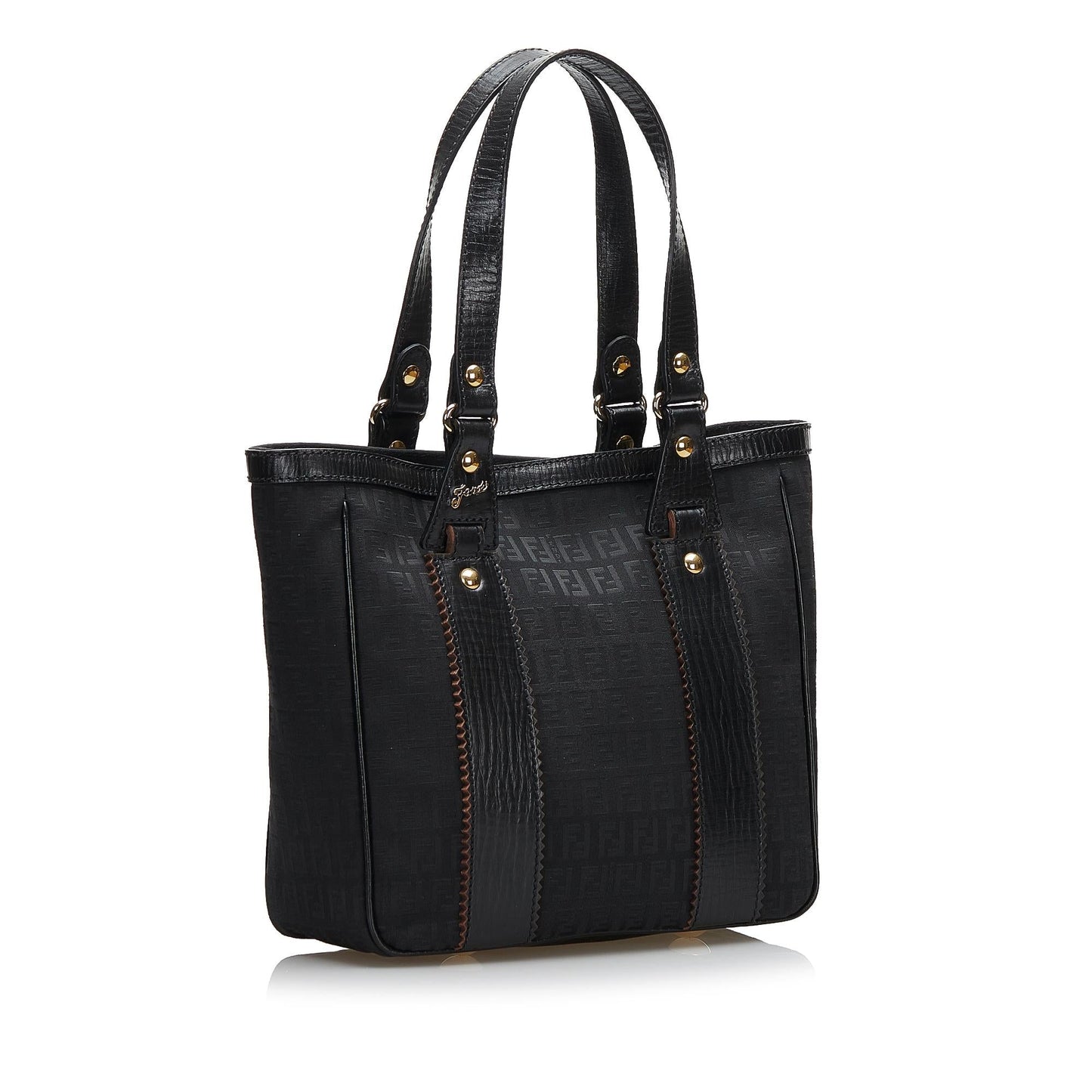Fendi Trimmed Zucchino Tote Shg Leather Tote Bag