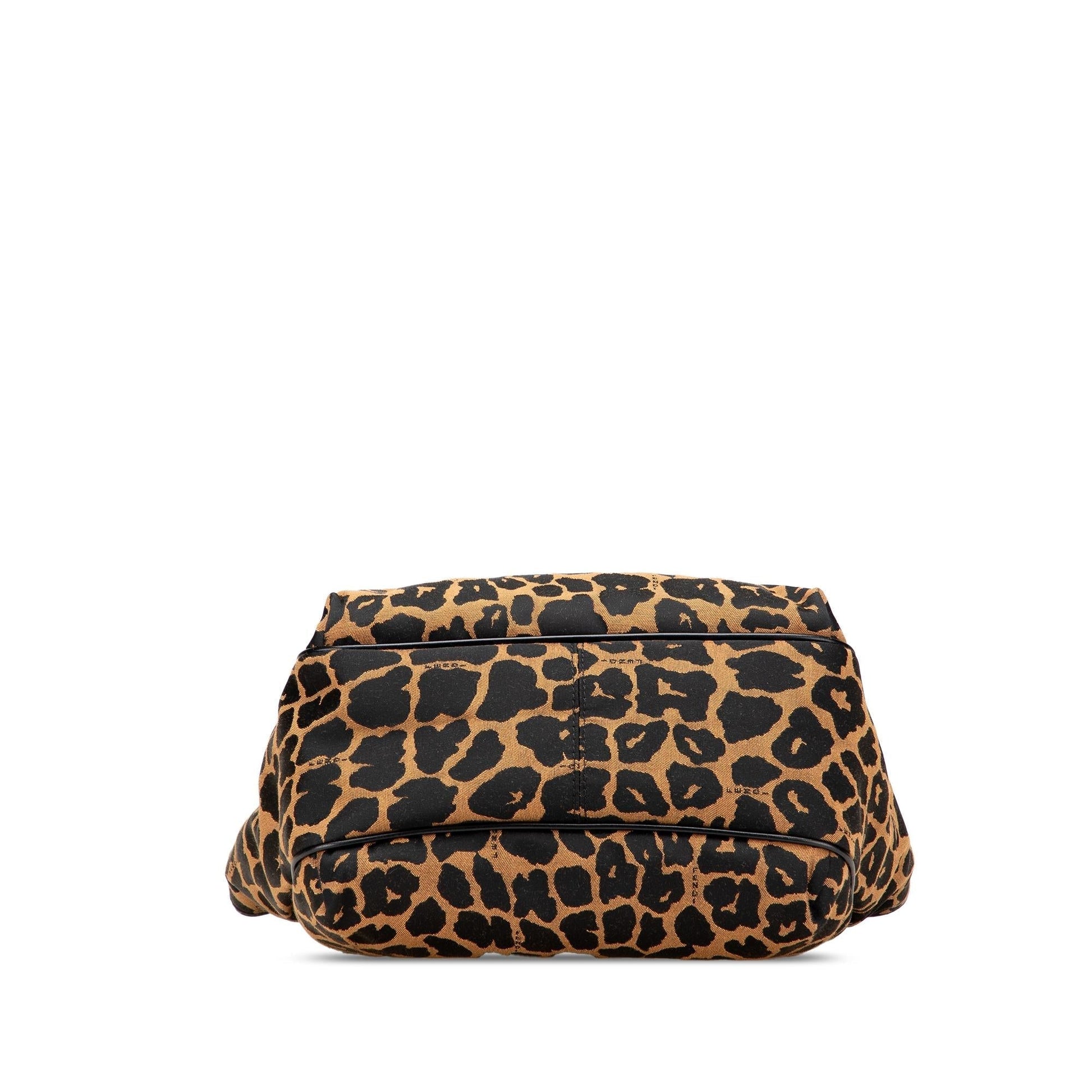 Fendi Leopard Print Chef Handbag Canvas Satchel Bag Chef Canvas Handbag