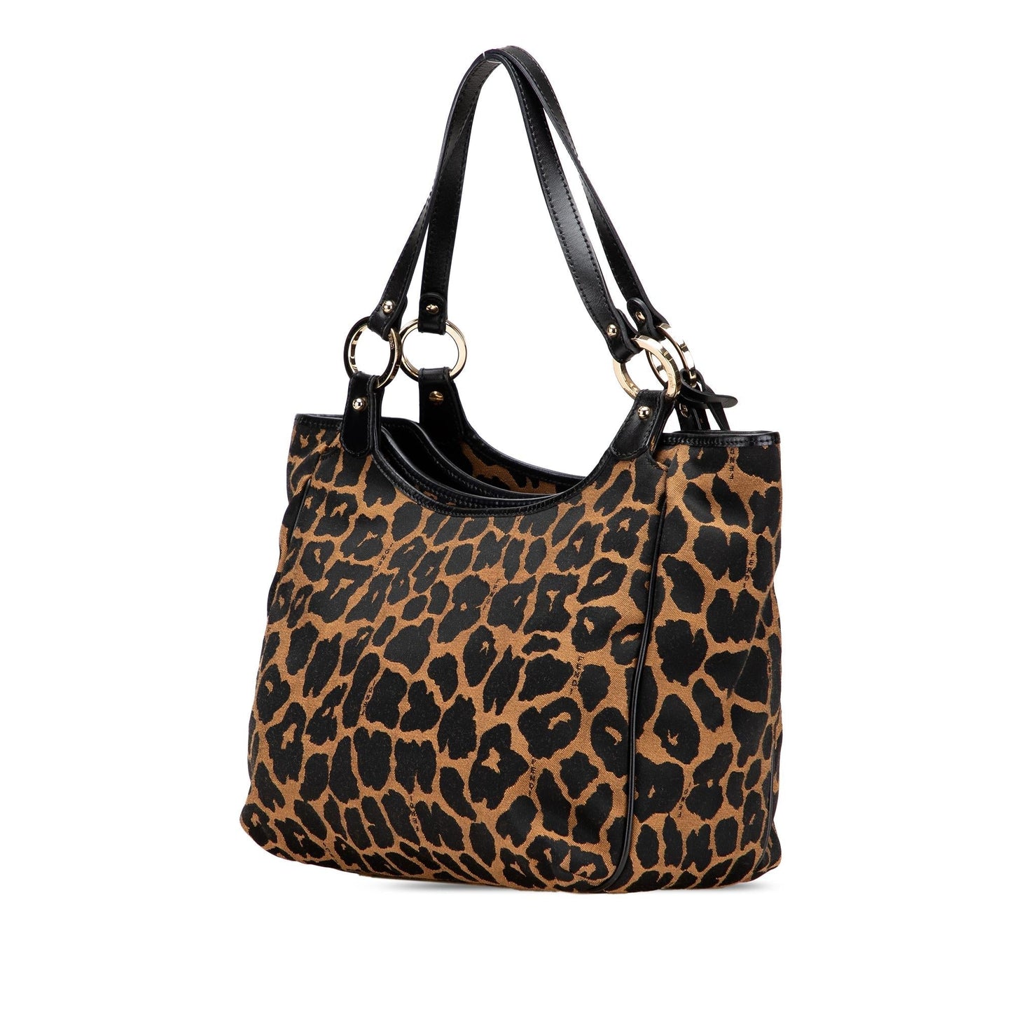 Fendi Leopard Print Chef Handbag Canvas Satchel Bag Chef Canvas Handbag